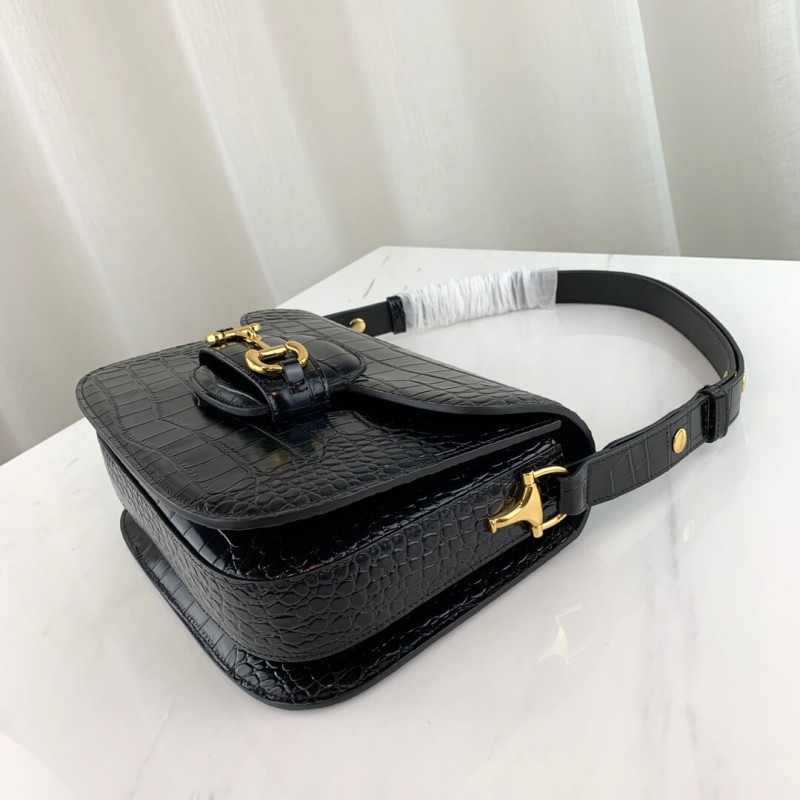 Replica Gucci 1955 Horsebit Crocodile Shoulder Bag 6022041:1High-quality replica
