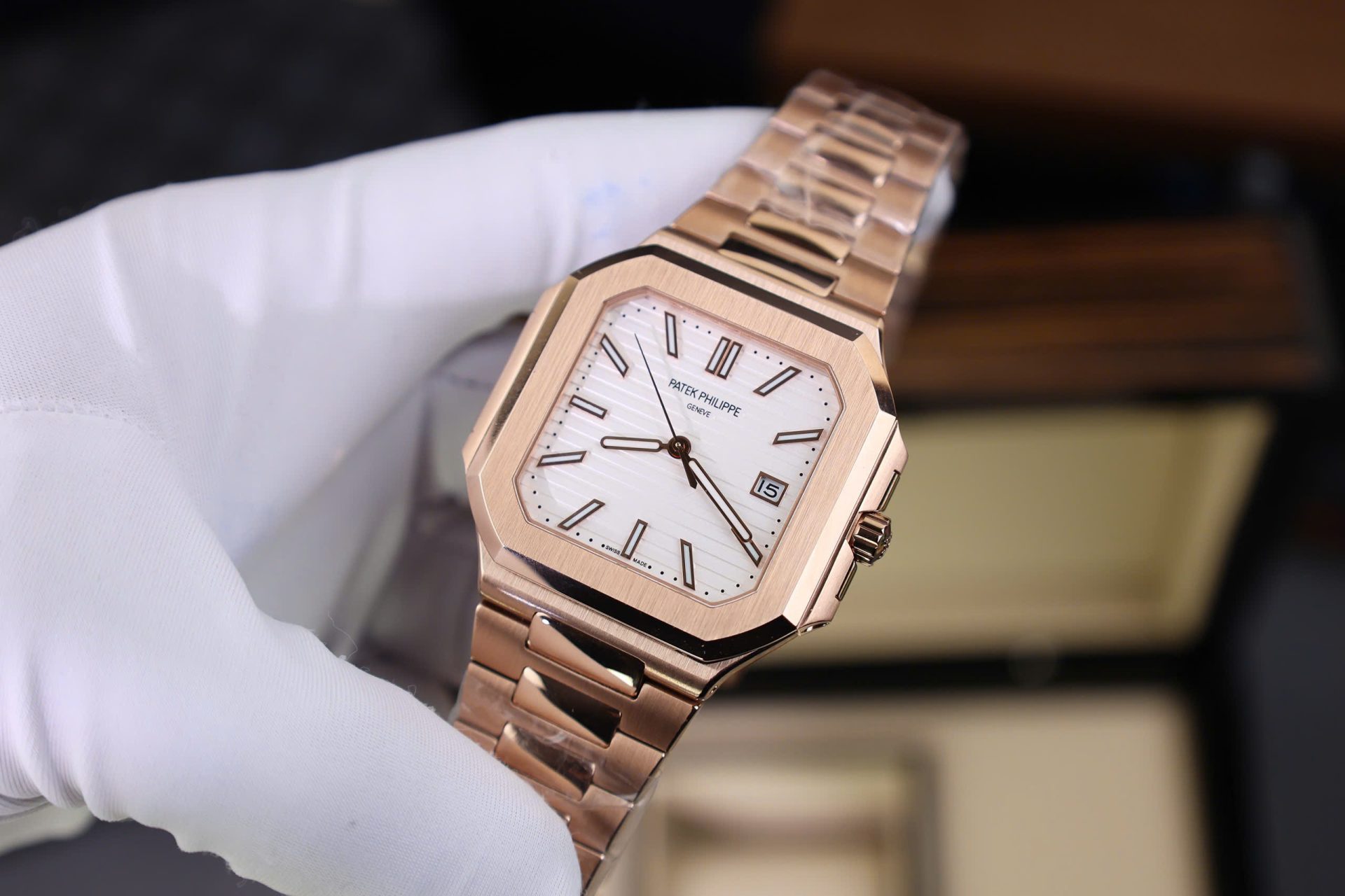 Patek Philippe Cubitus 5821 Replica Watch Rose Gold White Dial TW Factory 45mm - Elite Watch Atelier