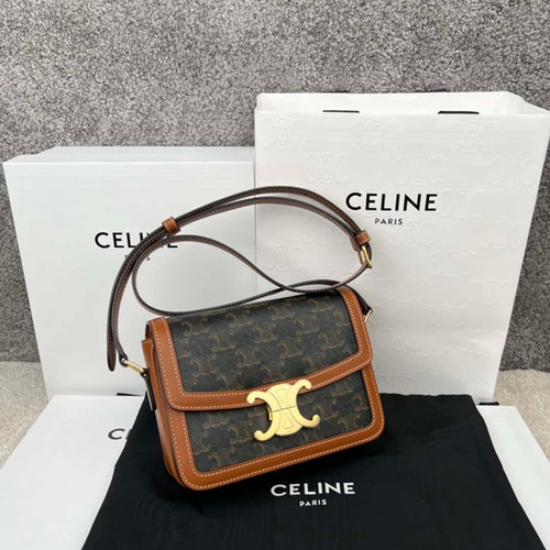 CELINE TRIOMPHE canvas and calfskin small handbag celine luxury replica bags