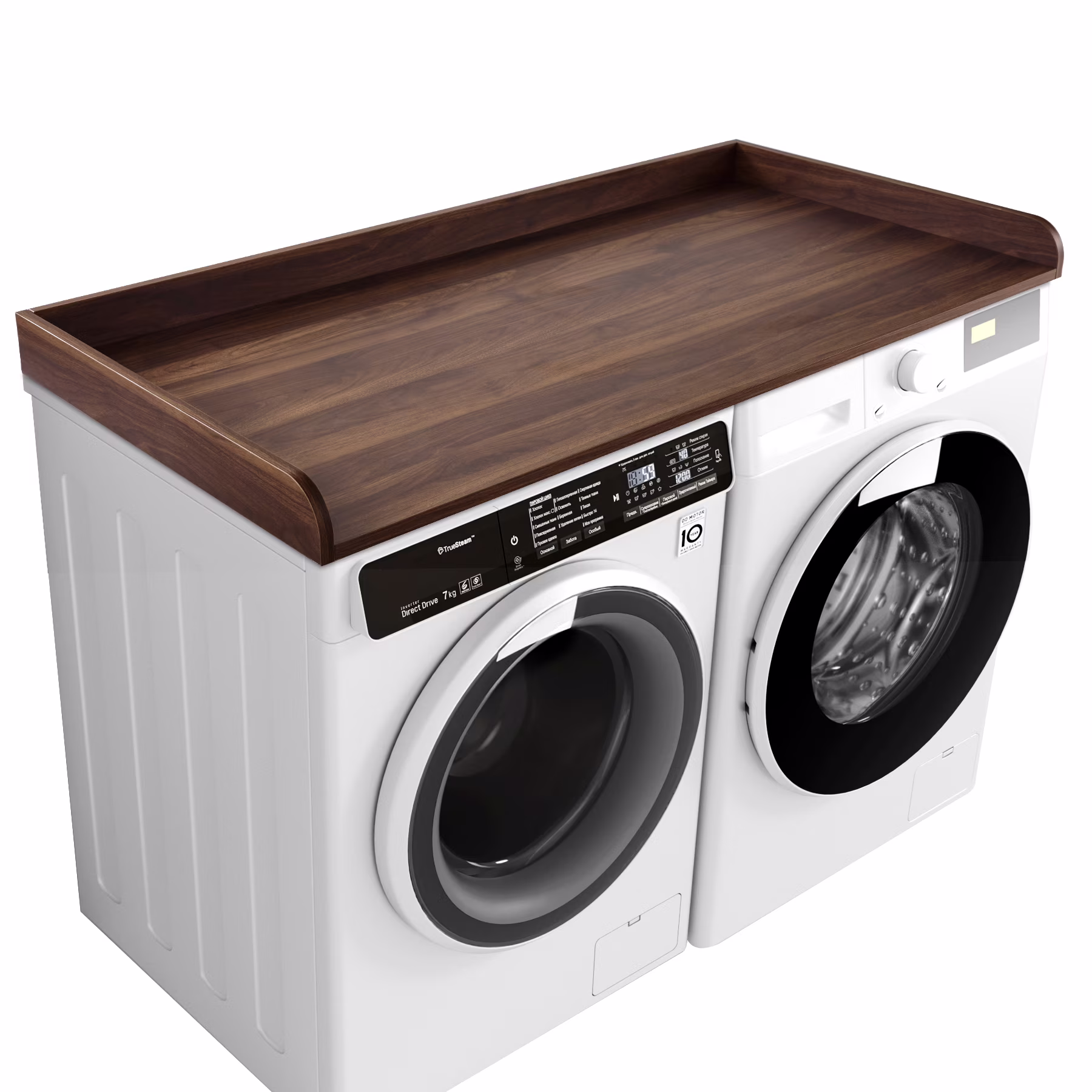 Kaboon Washer Dryer Countertop with Edge Rails, 27.5" x 54", Light Walnut - Image 3
