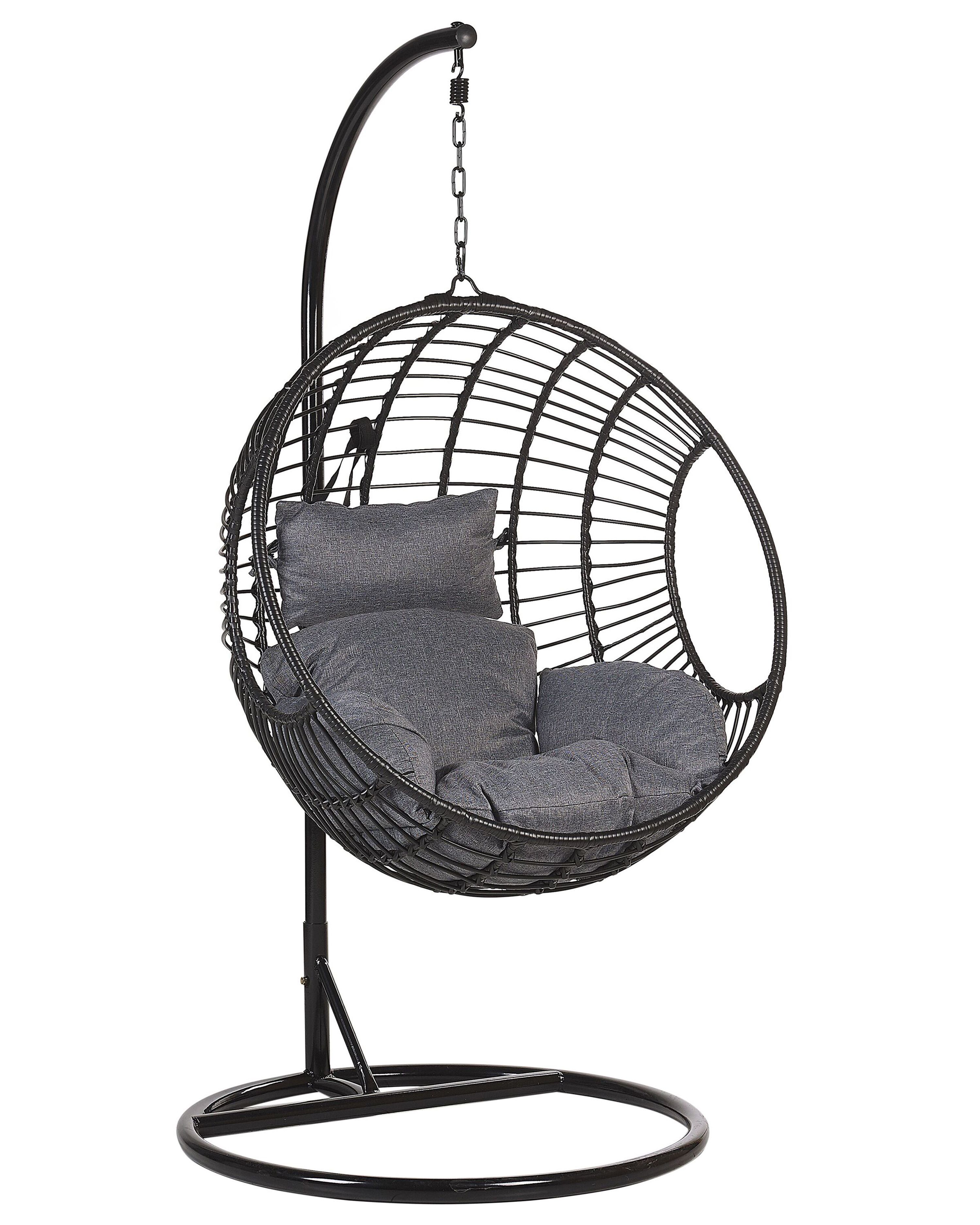 Hanging Chair with Stand ASPIO PE Rattan Black