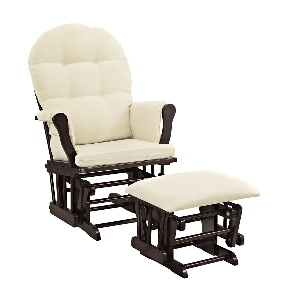 Angel Line Windsor Glider and Ottoman, Natural Finish with Gray Cushions - Image 51