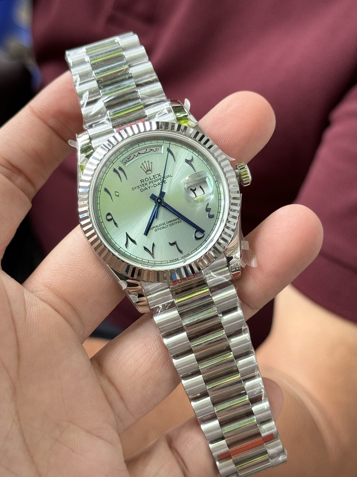 Rolex Day-Date Replica Watch Blue Dial Arabic Markers GM V2 40mm - Elite Watch Atelier