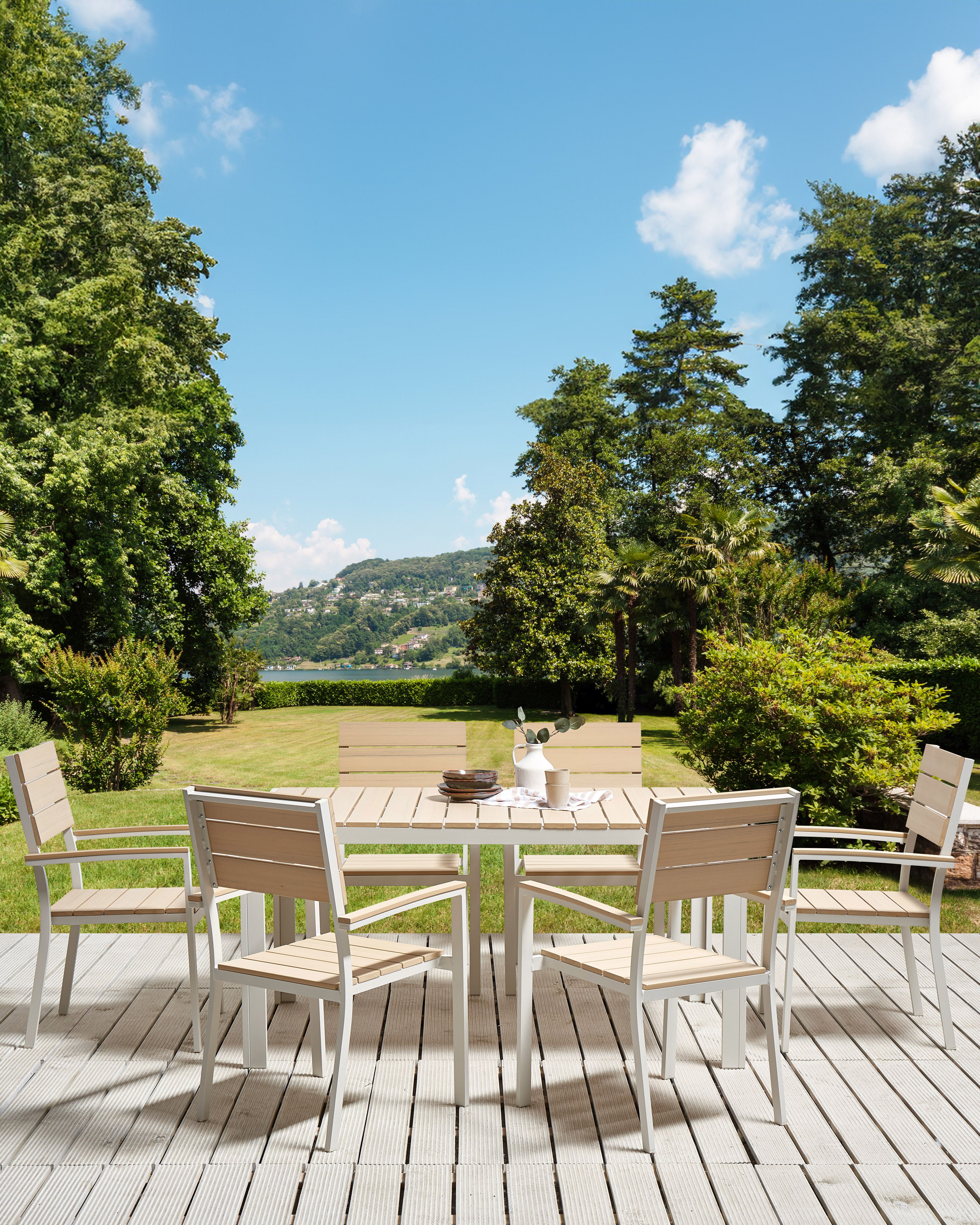 Set of 6 Garden Chairs COMO Beige