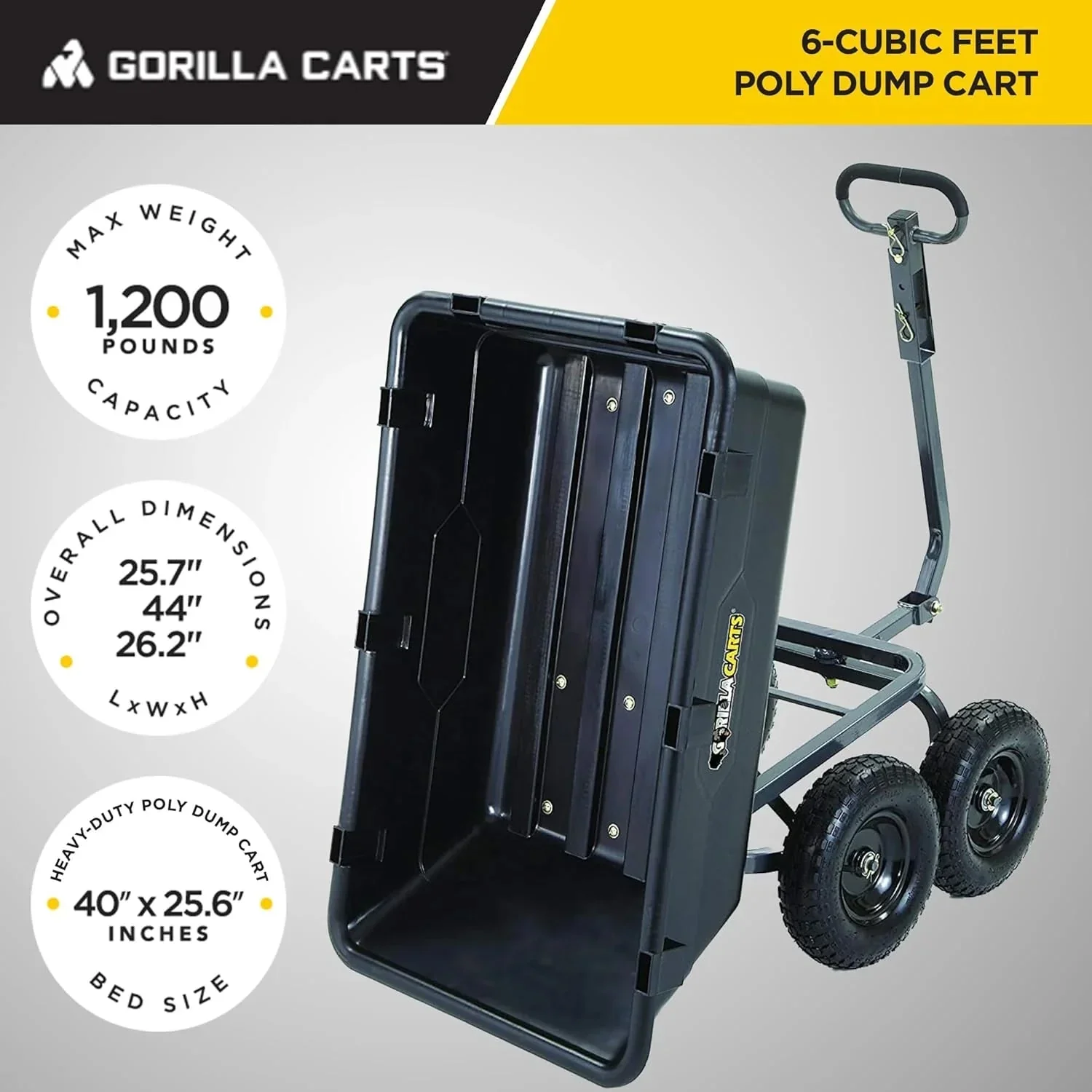 Gorilla Carts Utility Dump Wagon 6 Cubic Feet 1200 lb Capacity Black - GOR6PS - Image 10 Gorilla Carts Utility Dump Wagon 6 Cubic Feet 1200 lb Capacity Black - GOR6PS - Image 10
