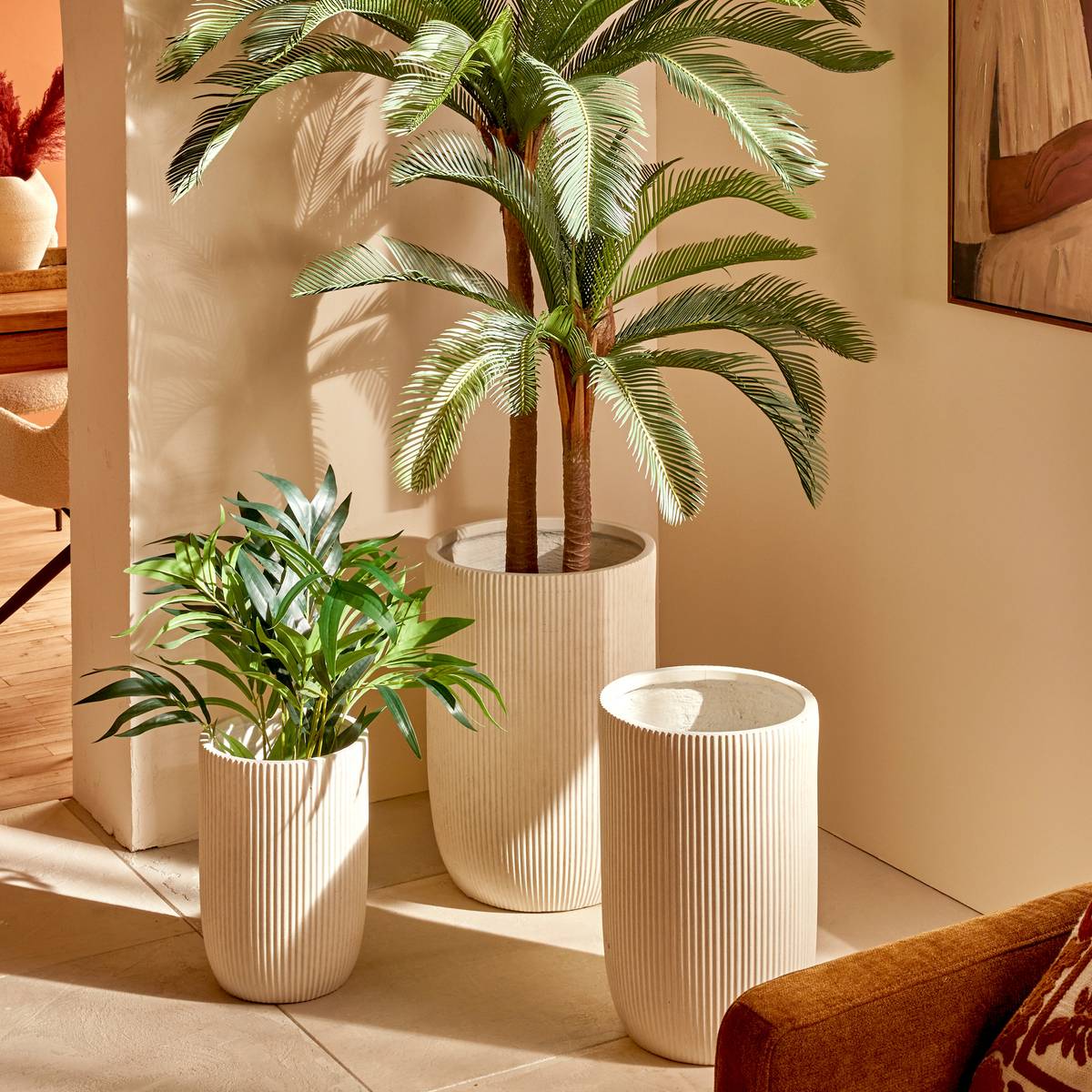 Set of 3 plant pots "Elene" White, D.24.5/30.5/36.5 cm