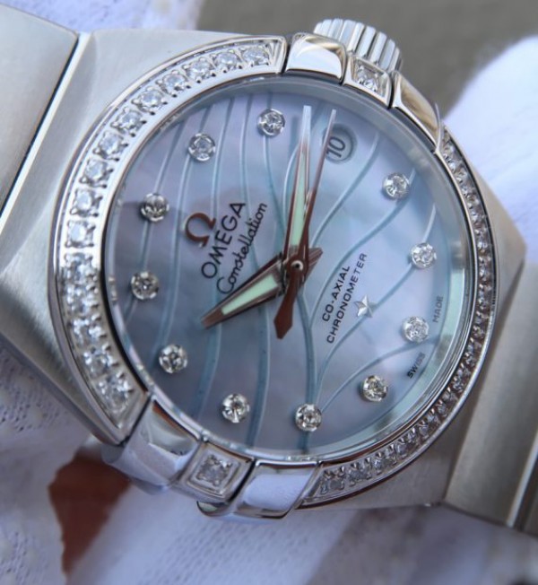 Replica Omega V6 Constellation 27mm SS Blue Dial Diamonds Markers SS Bracelet A8520 - Top club