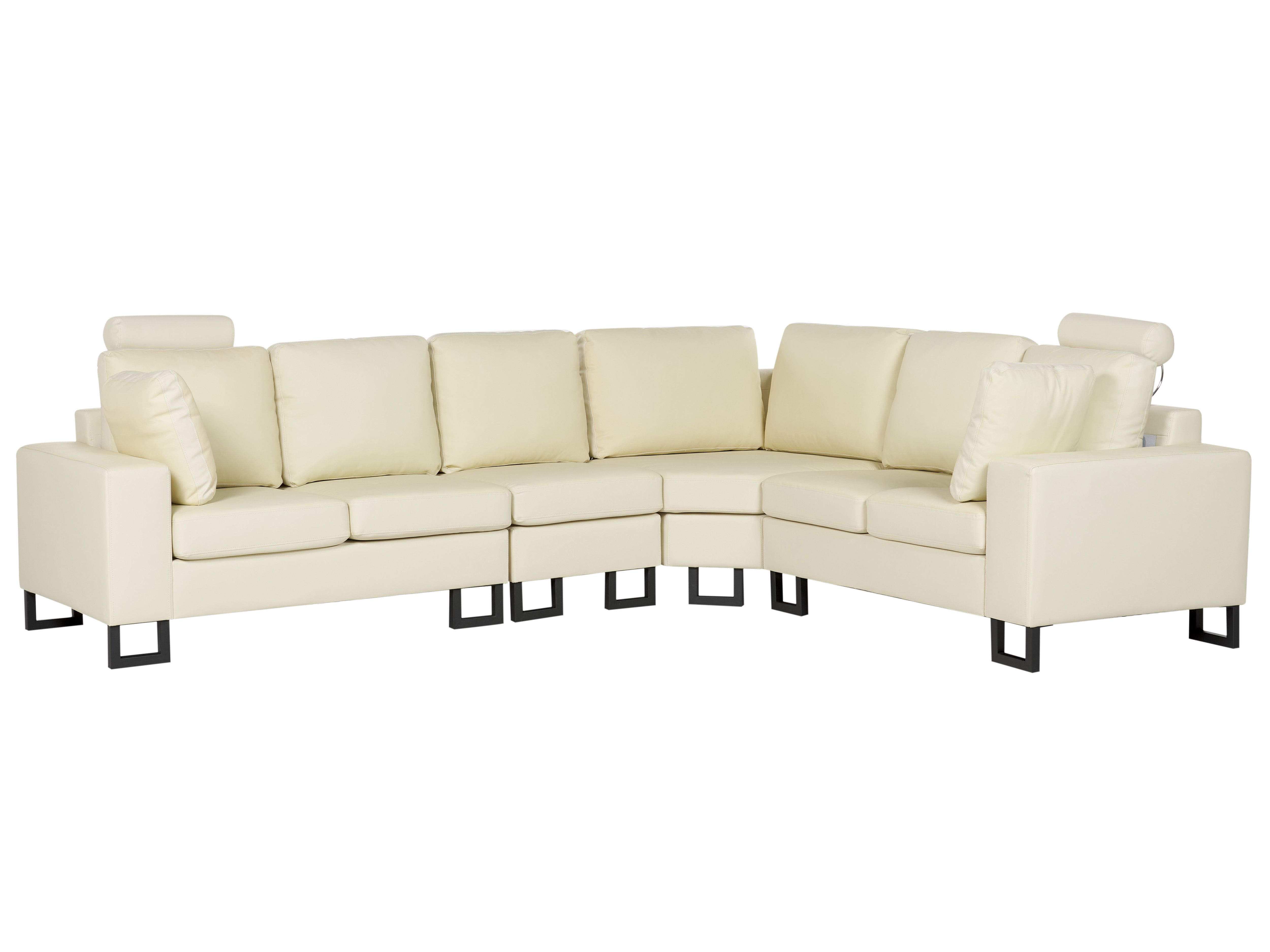 Corner Sofa 6 Seater STOCKHOLM Leather Light Beige Left Hand