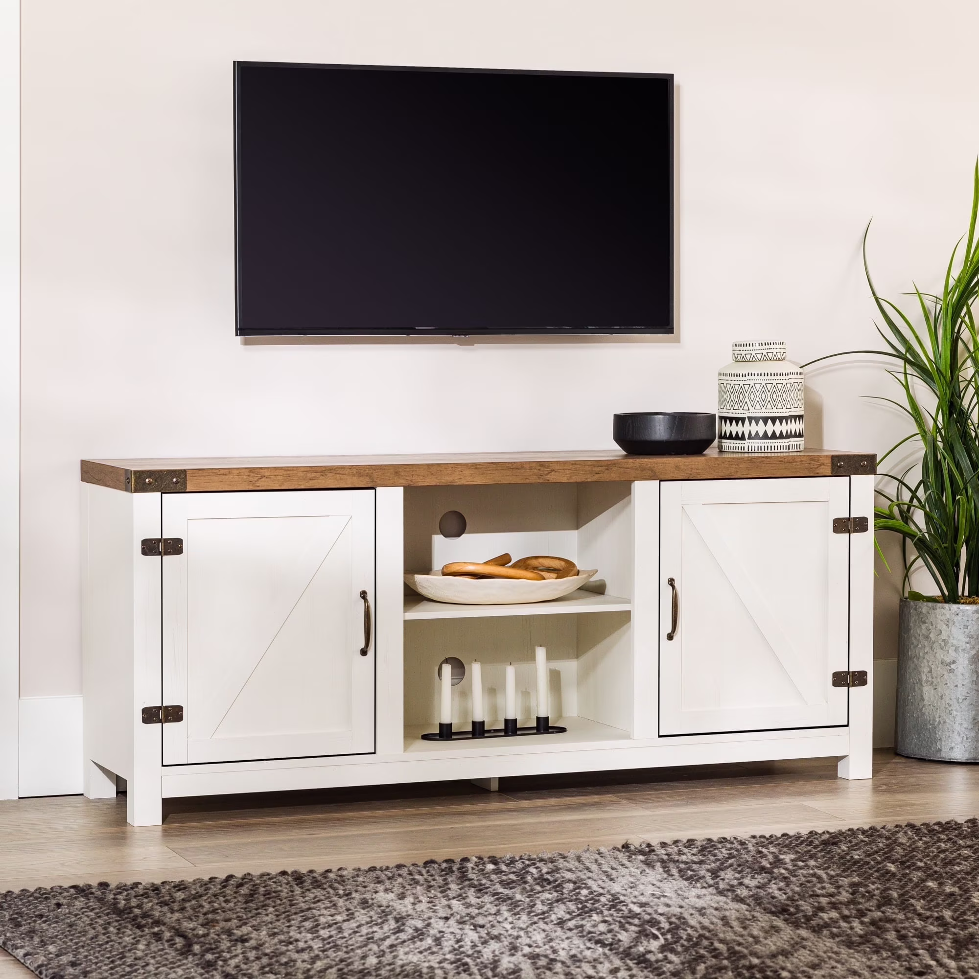 Walker Edison Modern Farmhouse Barn Door TV Stand for TVs up to 65", Grey Wash - Image 11