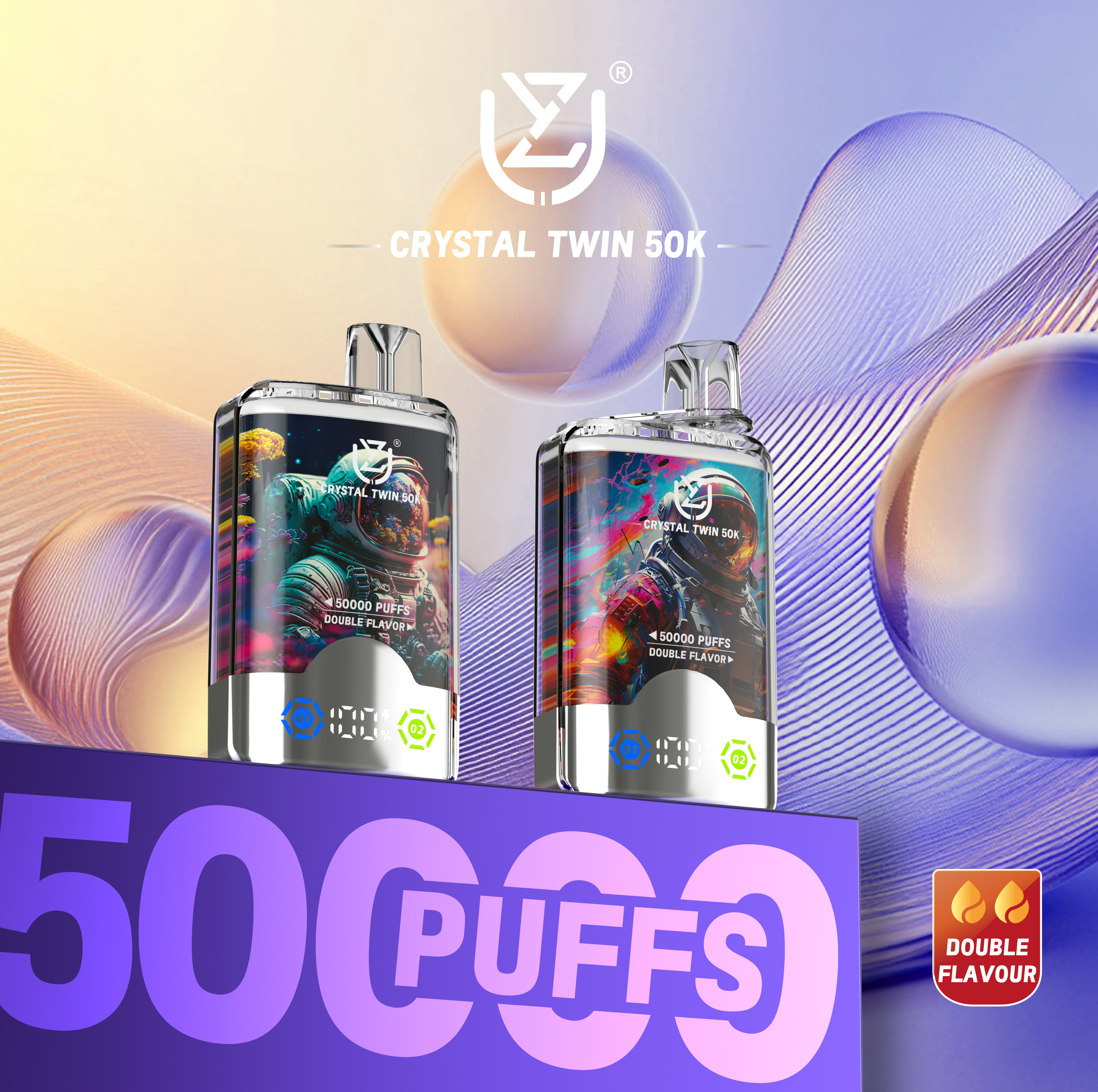 UZY CRYSTAL TWIN 50000 Puffs Vape with 2 in 1 Flavor