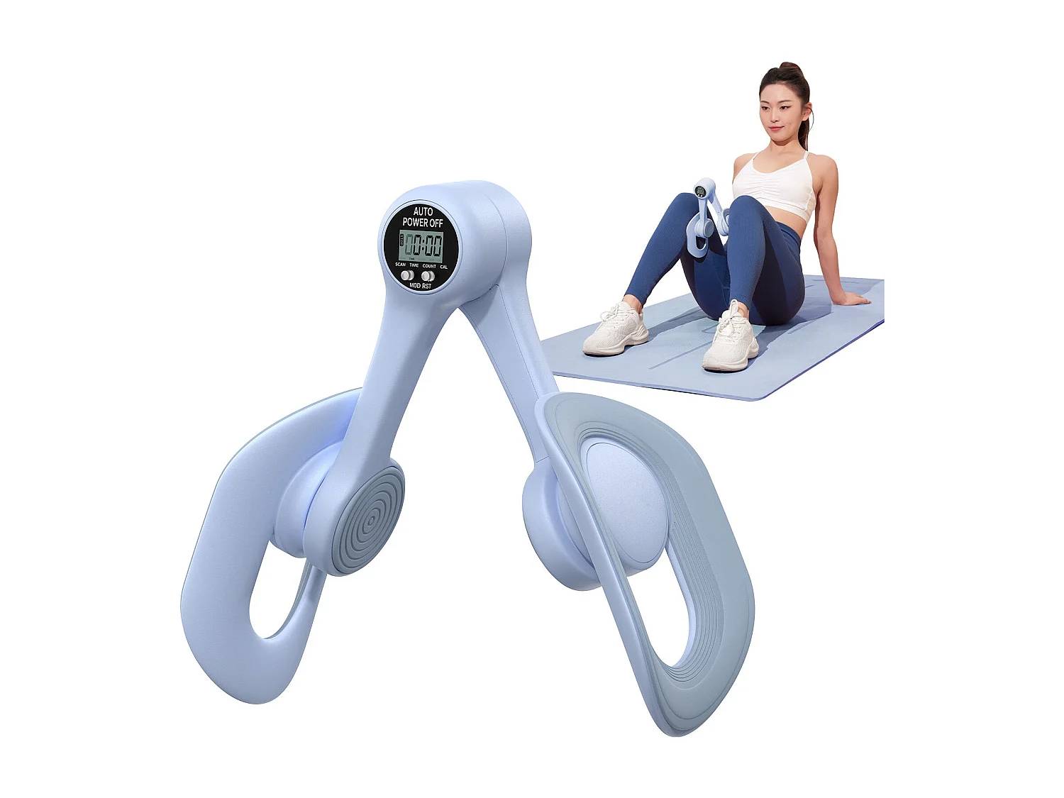 LEG TRAINER MERACH, Appareil cuisses adducteurs pectoraux 360° avec compteur, renforcement pelvien, post-accouchement, portable Bleu