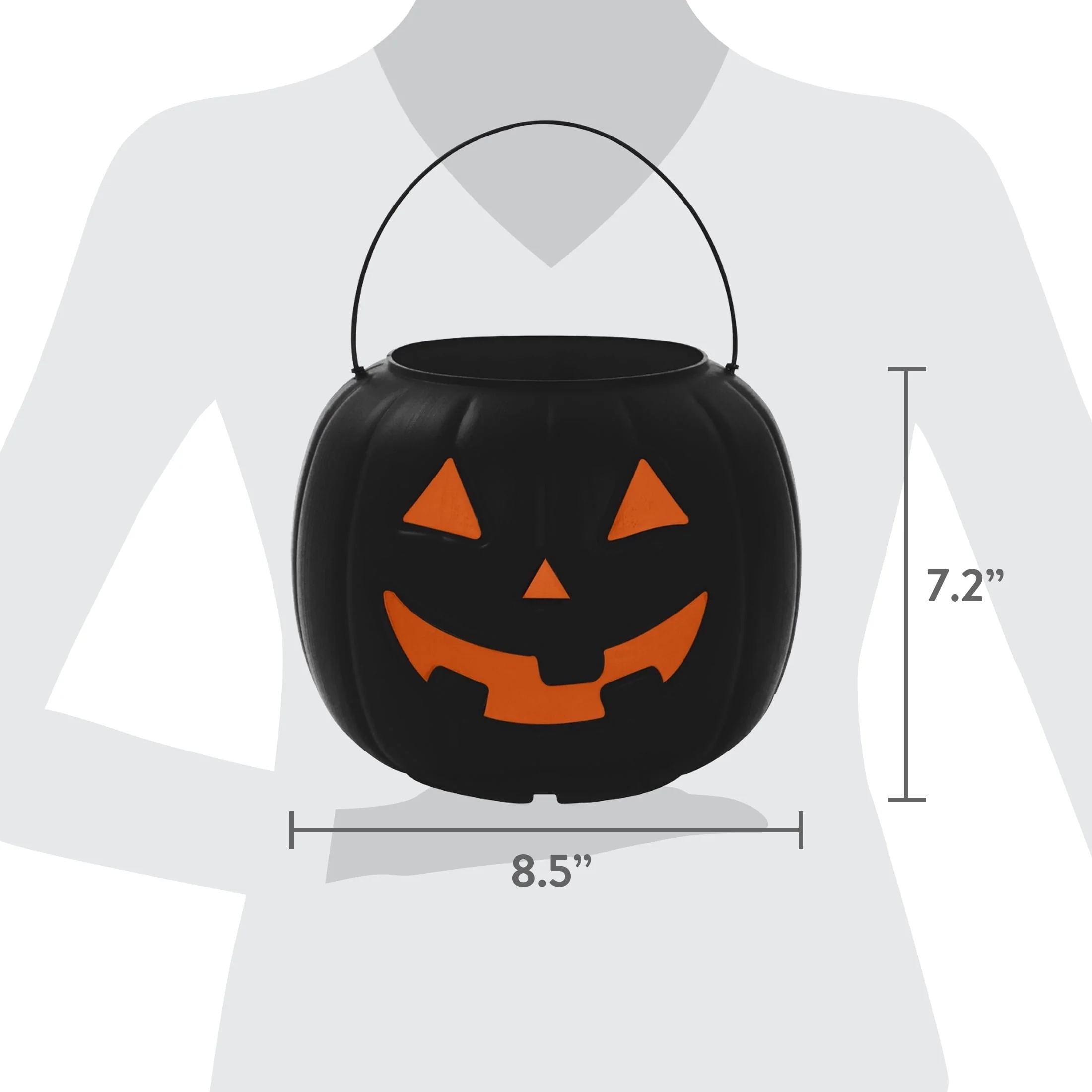 30-Count Jack-o'-Lantern Trick-or-Treat Pail, Black, 8", Halloween by Way To Celebrate - Image 7 30-Count Jack-o'-Lantern Trick-or-Treat Pail, Black, 8", Halloween by Way To Celebrate - Image 7