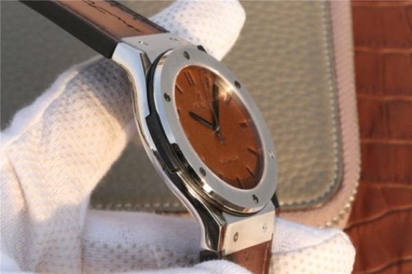 Replica Hublot Classic Fusion 45mm SS Berluti Scritto Brown Leather Dial Gummy Strap A2892 - Top club
