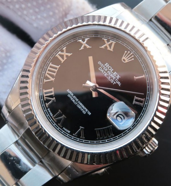 Replica Rolex DateJust 41mm 116334 SS Black Dial Roman Markers SS Bracelet A3136 - Elite Watch Atelier