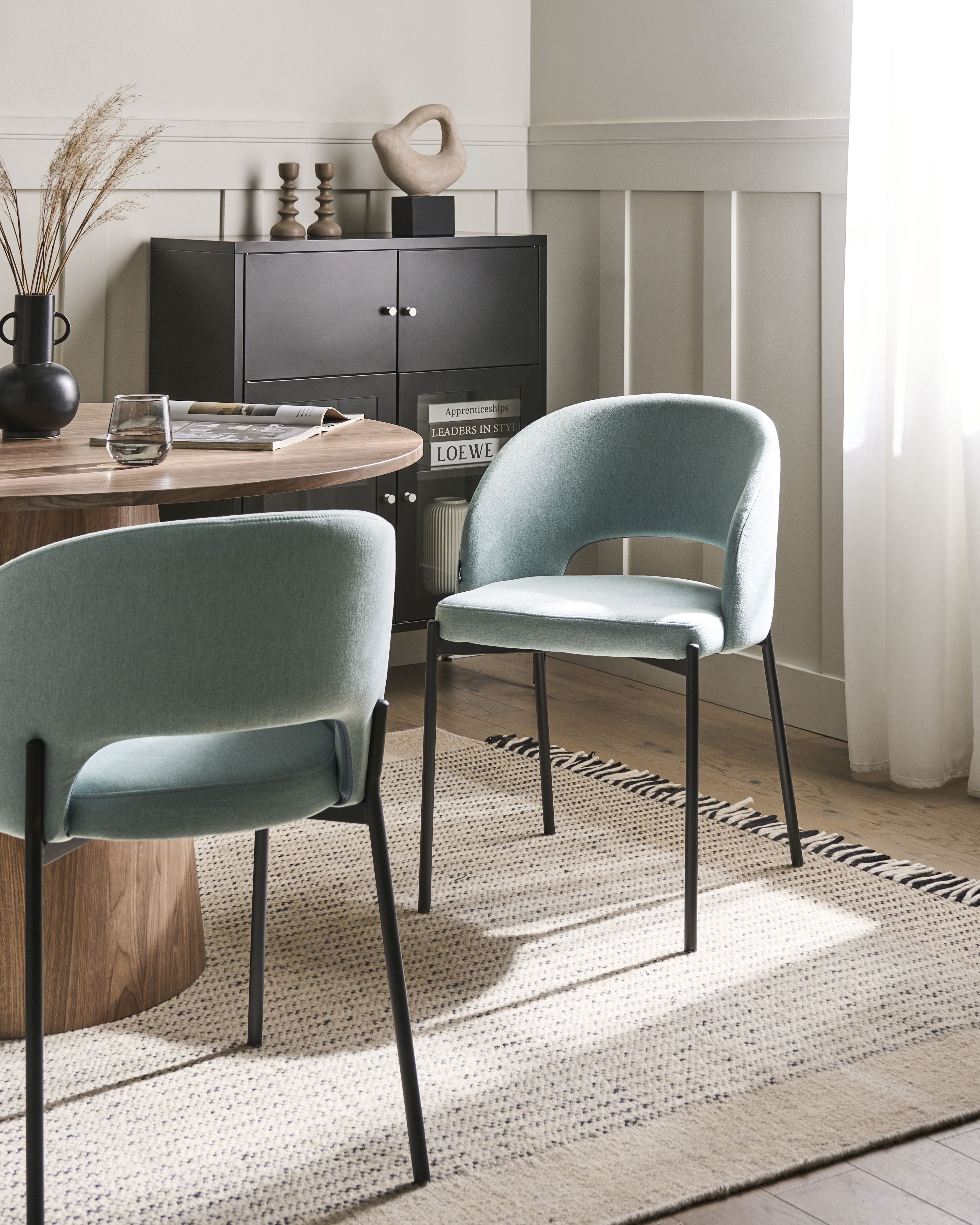 Set of 2 Dining Chairs PENNY Fabric Light Blue