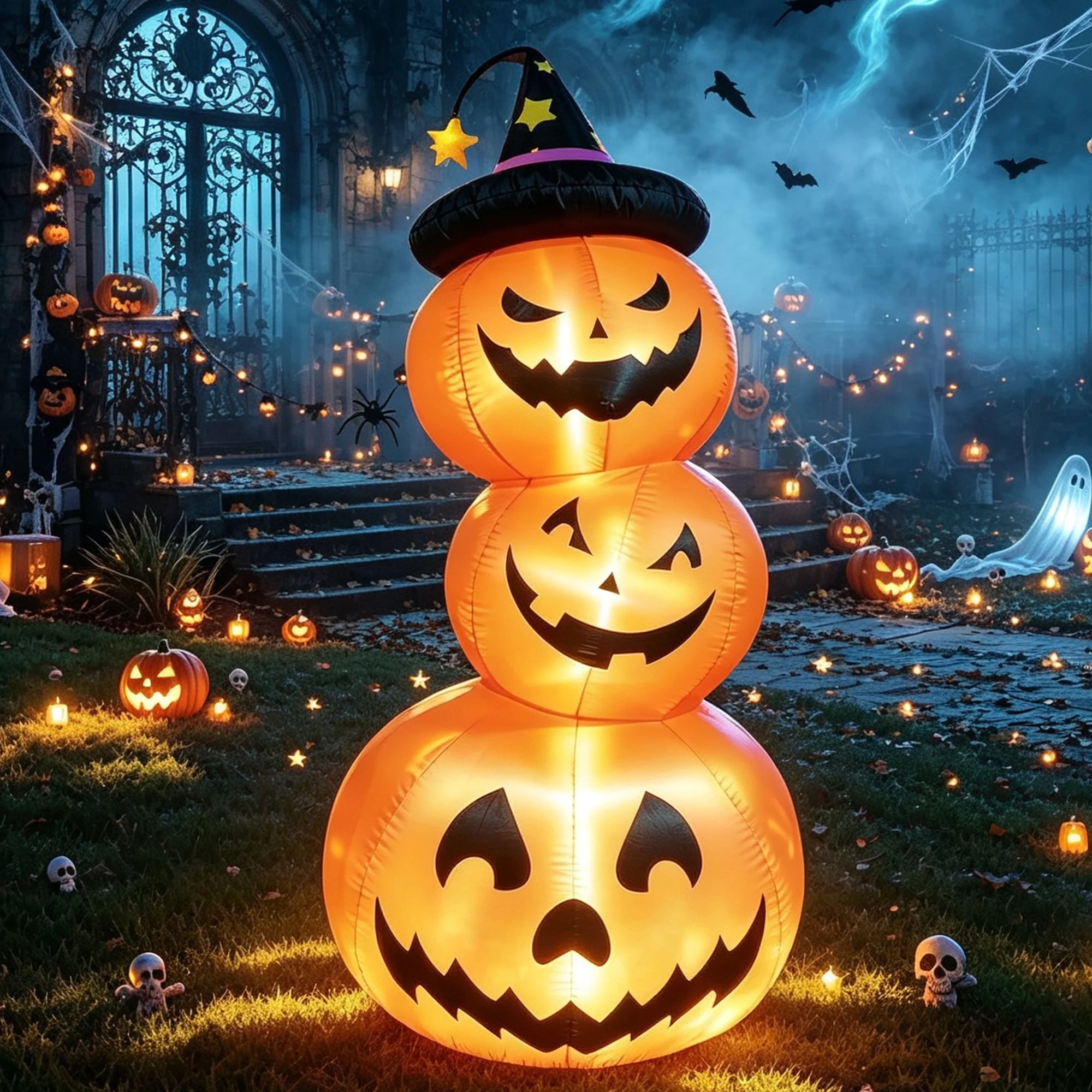 Faburo 12 ft Halloween Inflatable Ghost with Skull and Bleeding Eyeball, Outdoor Blow Up Yard Decoration for Party and Garden - Image 6 Faburo 12 ft Halloween Inflatable Ghost with Skull and Bleeding Eyeball, Outdoor Blow Up Yard Decoration for Party and Garden - Image 6