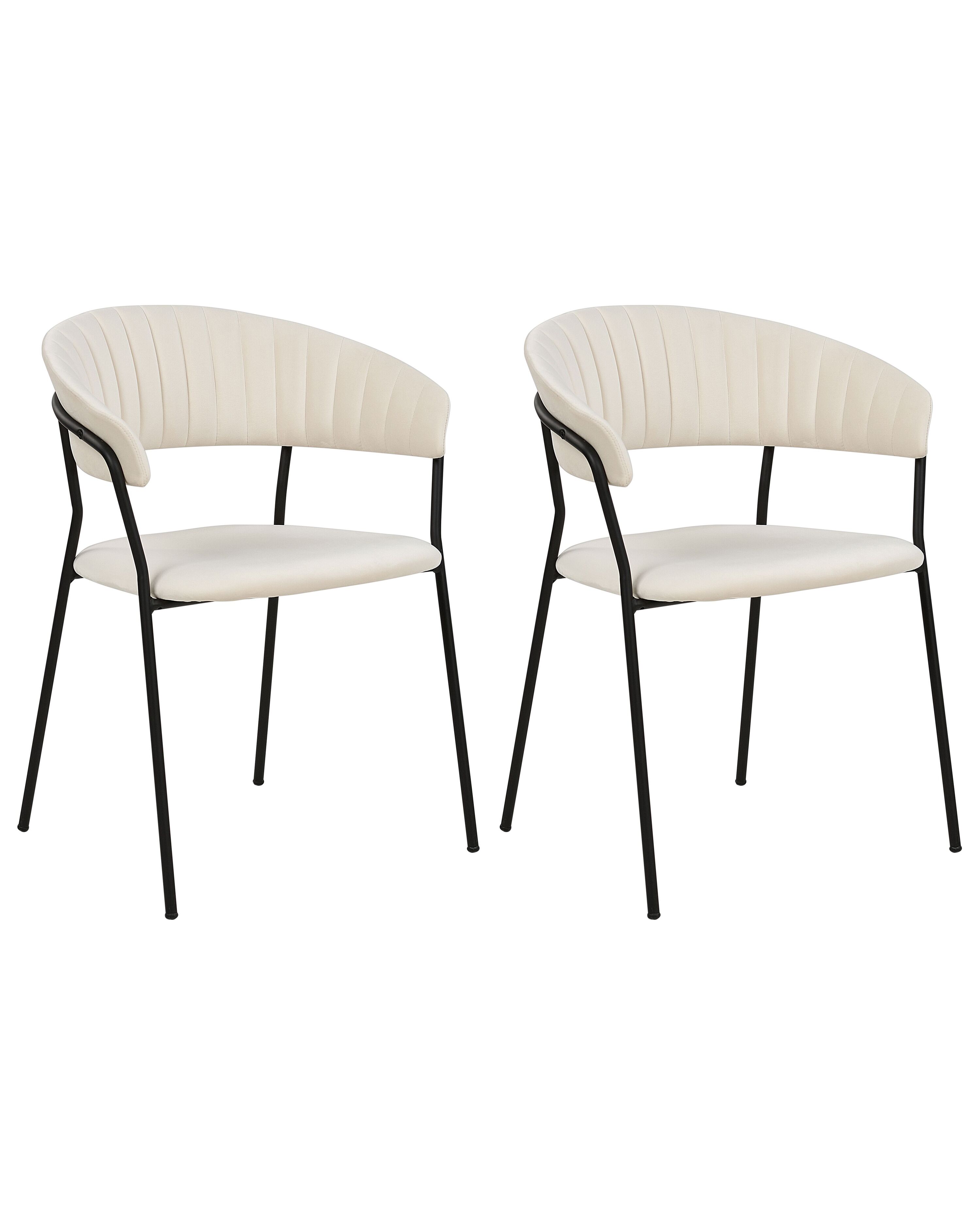 Set of 2 Dining Chairs MARIPOSA Velvet Off-White