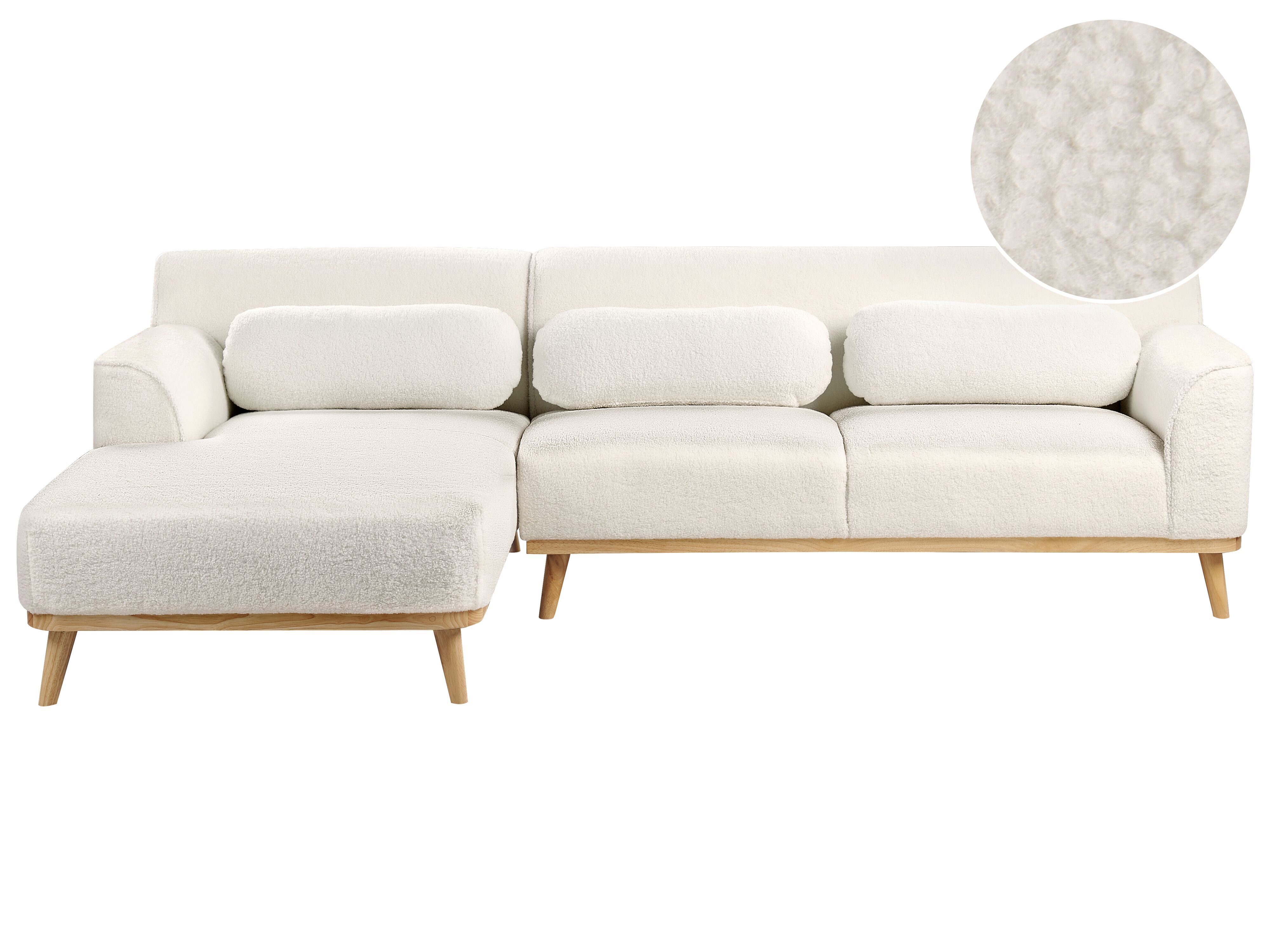 Corner Sofa 3 Seater SIMOS Boucle White Right Hand