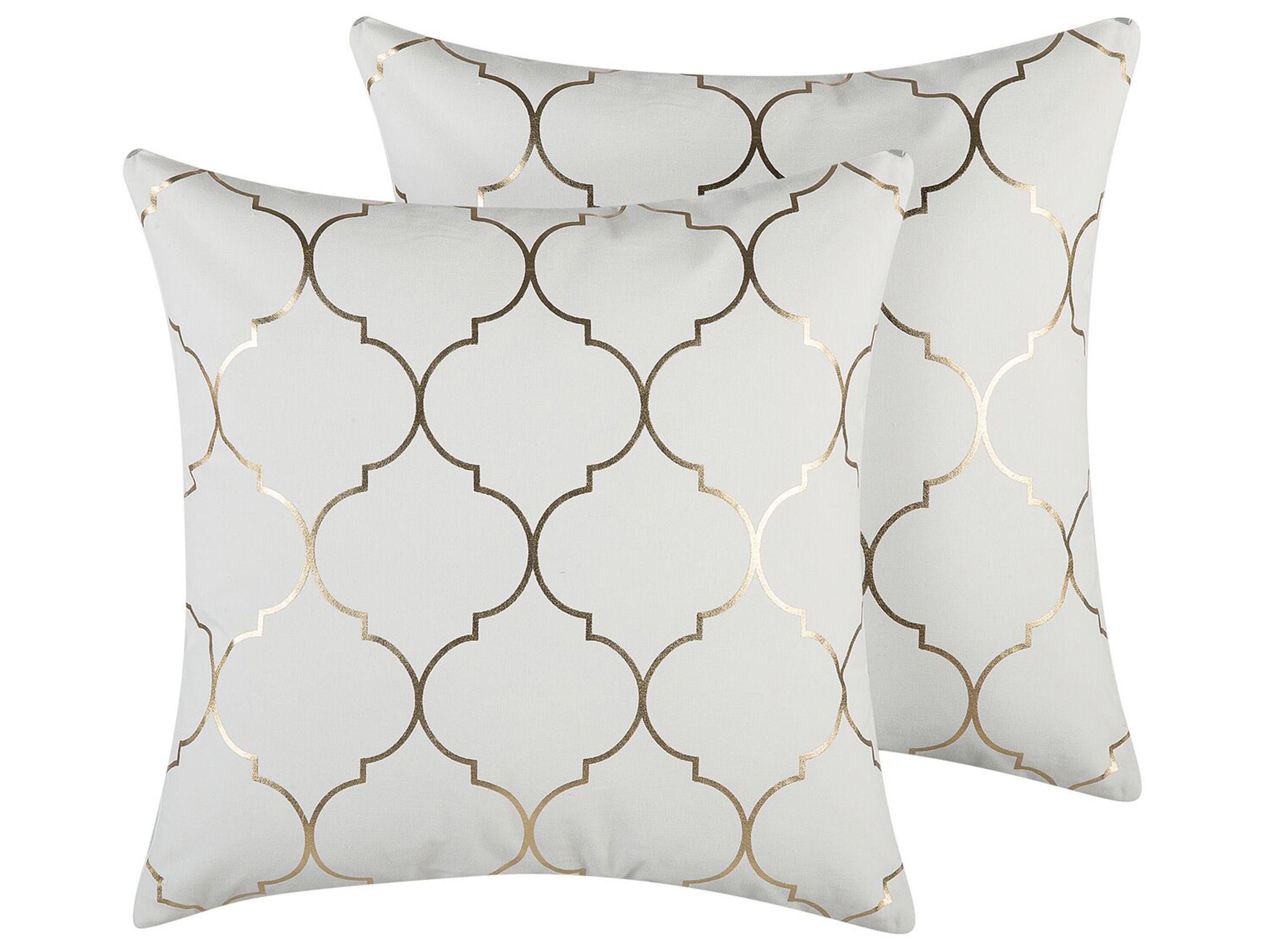 Set of 2 Decorative Cushions ALYSSUM Cotton 45 x 45 cm White Trellis Pattern