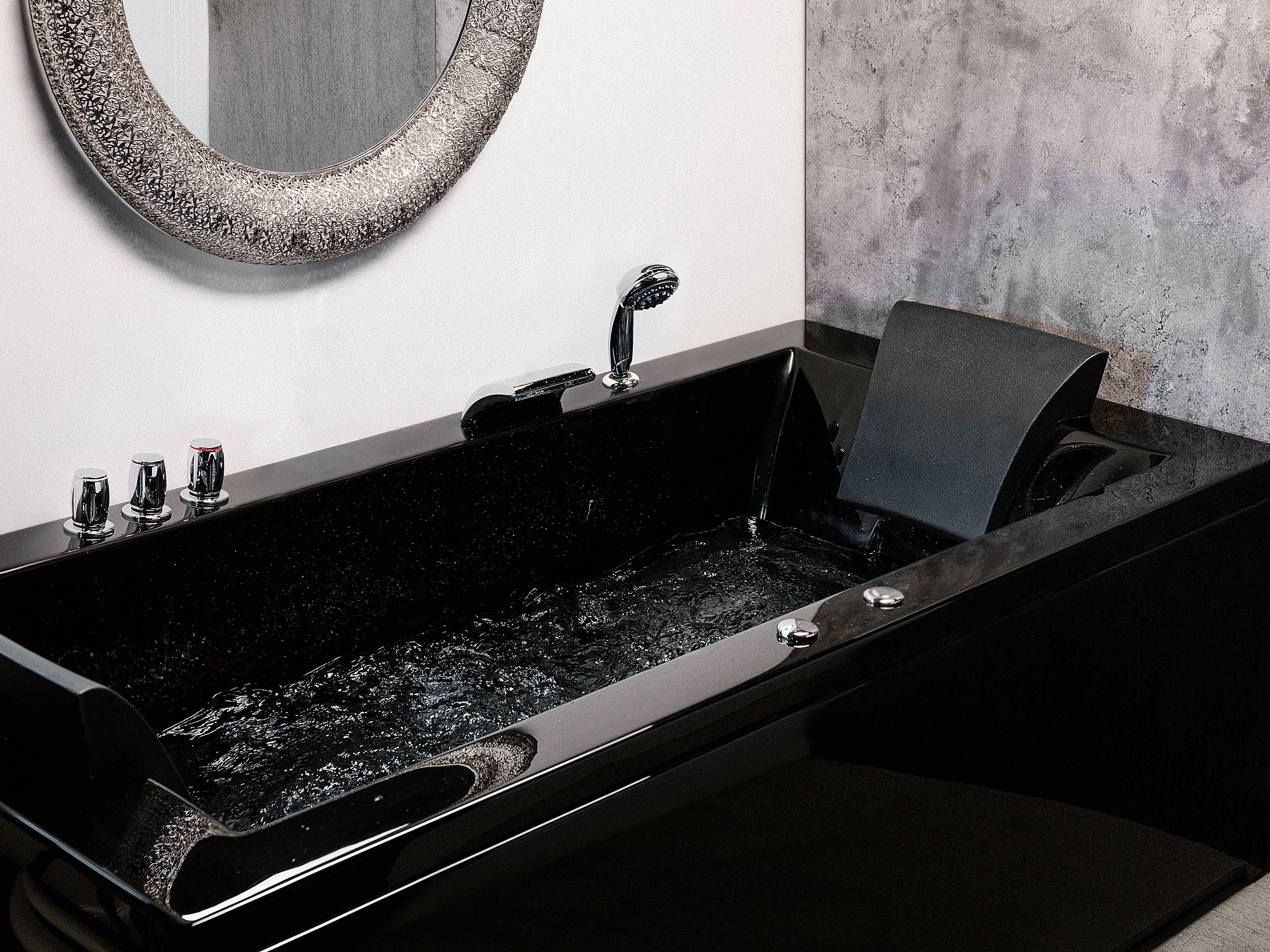 Corner Hot Tub with LED VARADERO Left Hand 1830 x 900 mm Black