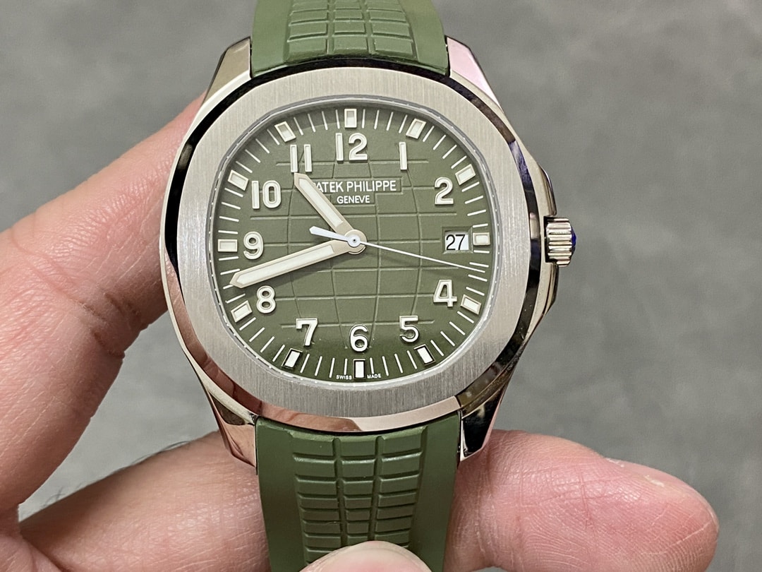 Fake Patek Philippe Replica Watch Aquanaut Jumbo White Gold Khaki Green Dial 5168G-010 3KF(1:1 replica) - Top club