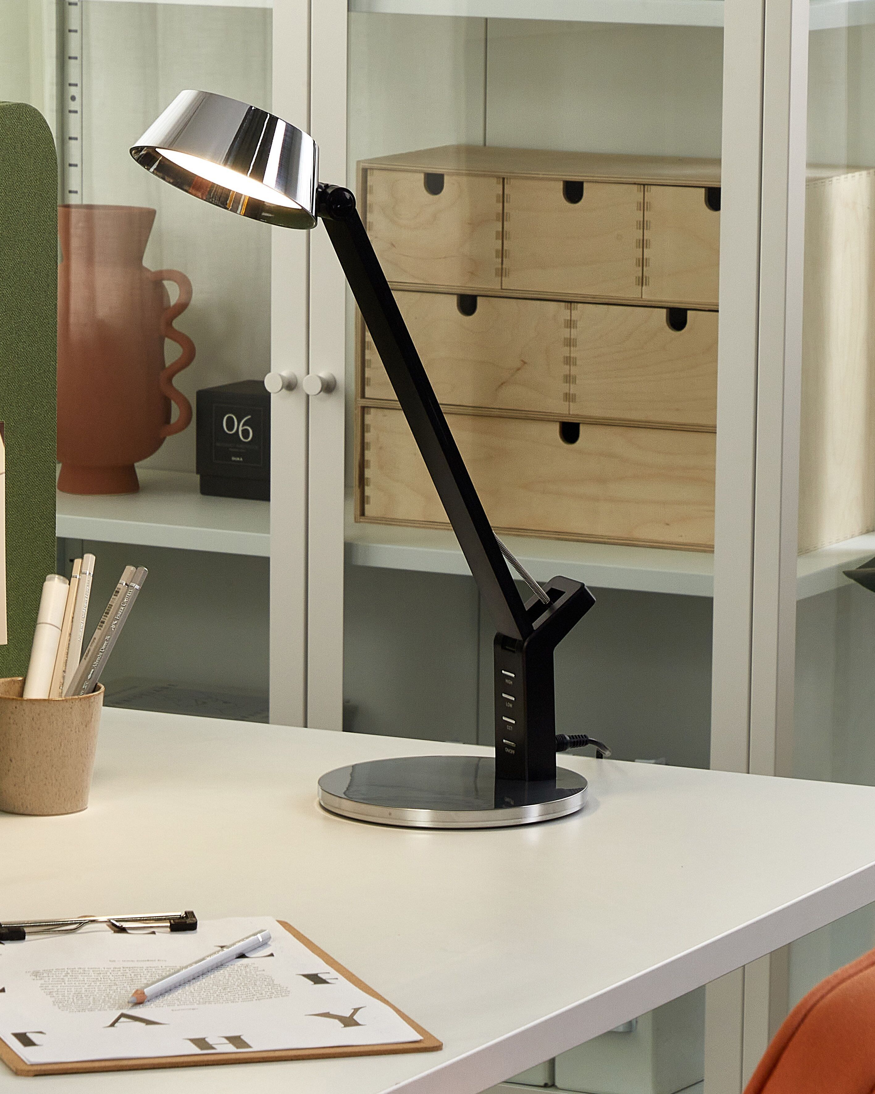 LED Desk Lamp CHAMAELEON with Dimmer Metal Silver