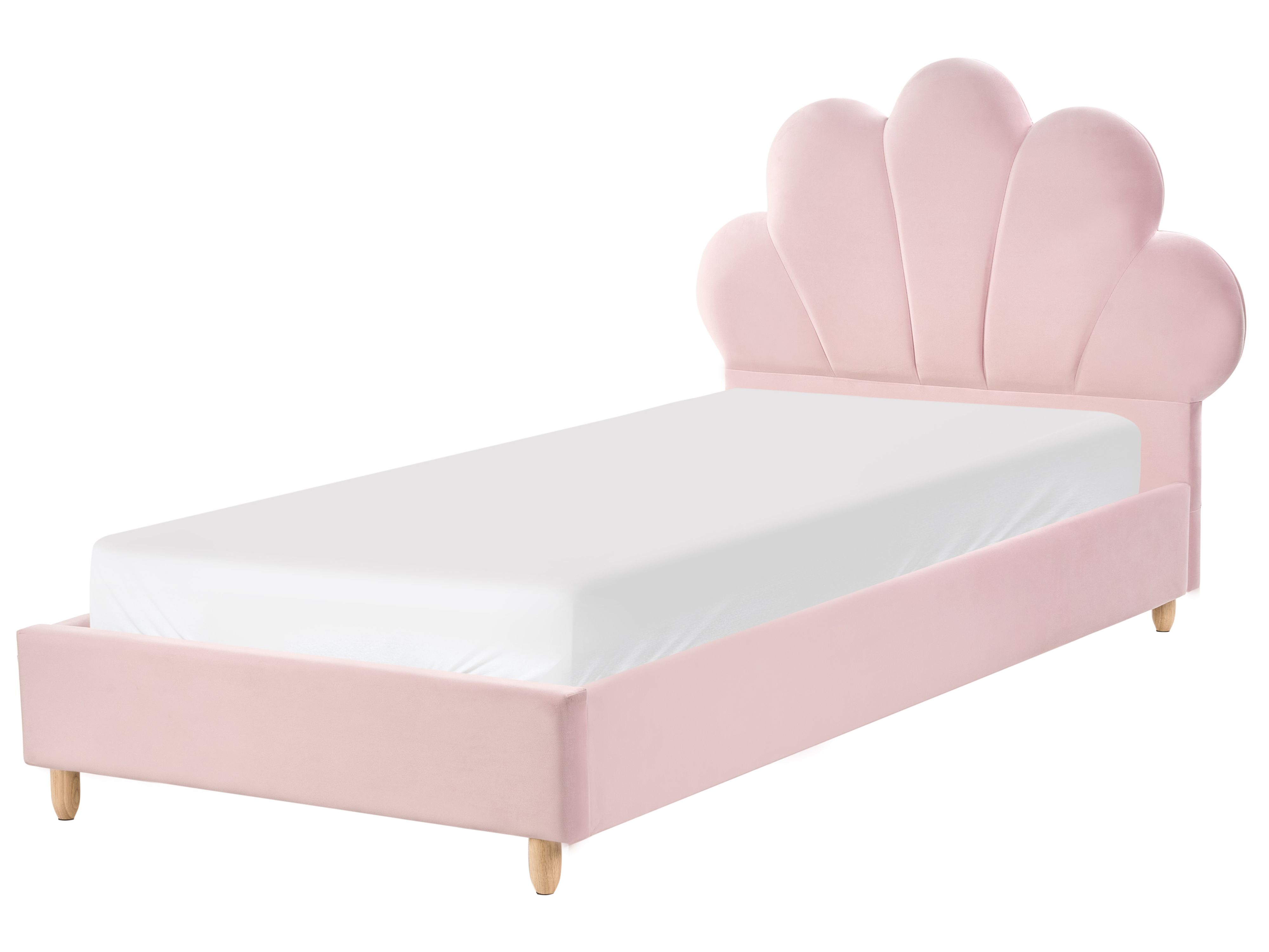 Kids Bed Seashell Velvet NEULISE 90 x 200 cm (EU Single) Pink