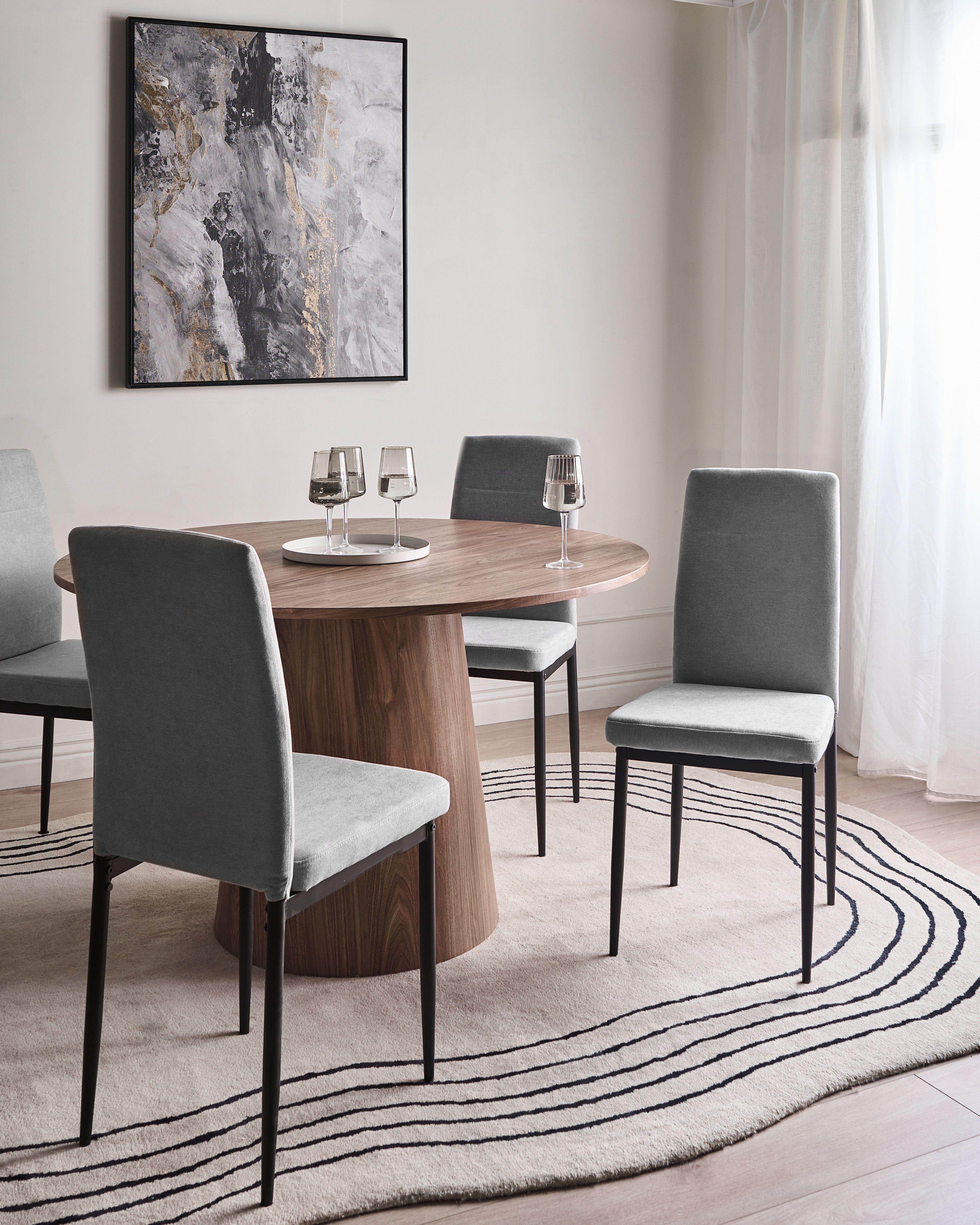 Set of 4 Dining Chairs RINER Fabric Grey