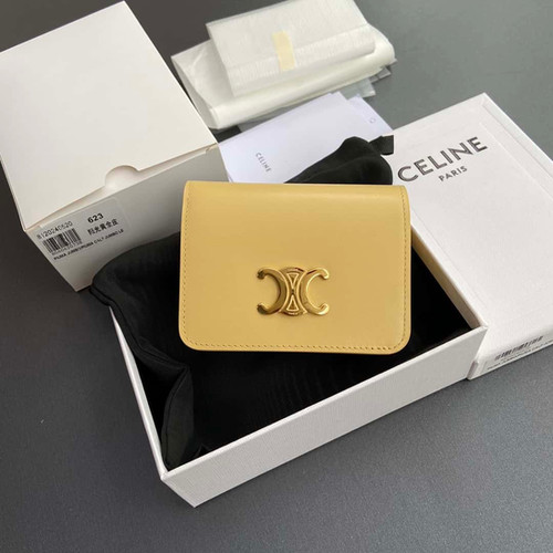 Celine TRIOMPHE shiny cow leather short wallet