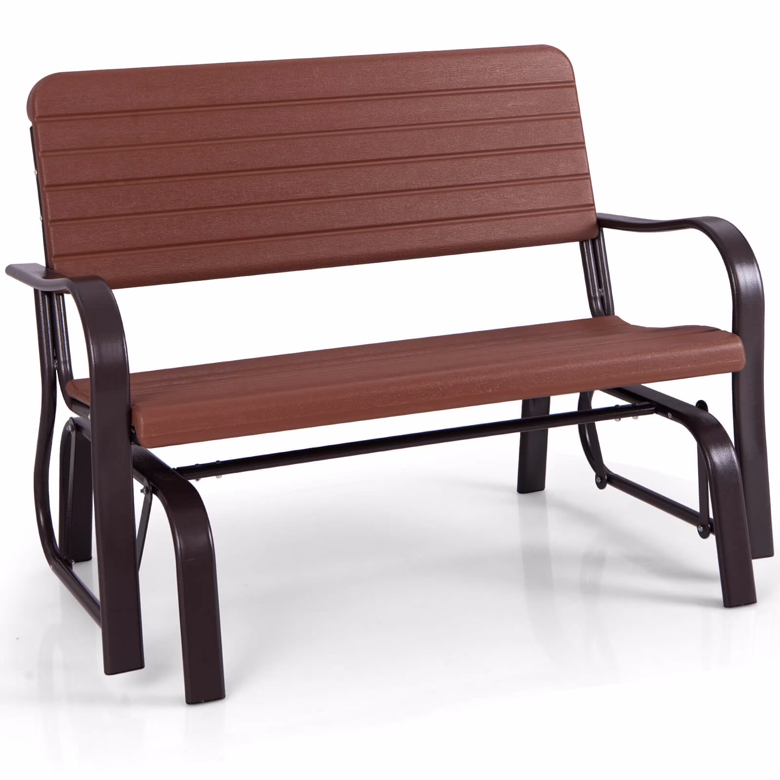 Costway Outdoor Patio Swing Porch Rocker Glider Bench Loveseat Garden Seat Steel - Image 3
