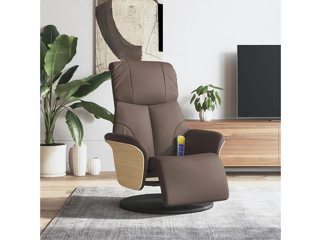 Fauteuil inclinable-Fauteuil salon de massage repose-pieds marron similicuir SHL1407