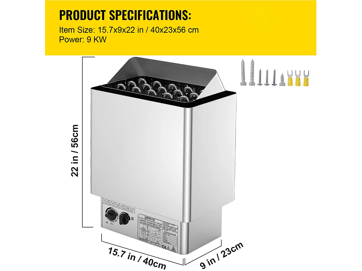 Poêle de Sauna SucceBuy Chauffe - Sauna Électrique 9KW, Contrôle Interne Humide et Sec pour Pièce de 9 à 13 m³