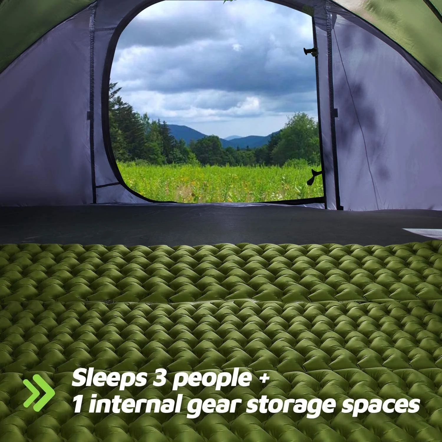 4 Person Easy Pop Up Tent,9.5��X6.6��X52'',Waterproof, Automatic Setup,2 Doors-Instant Family Tents for Camping, Hiking & Traveling - Image 5