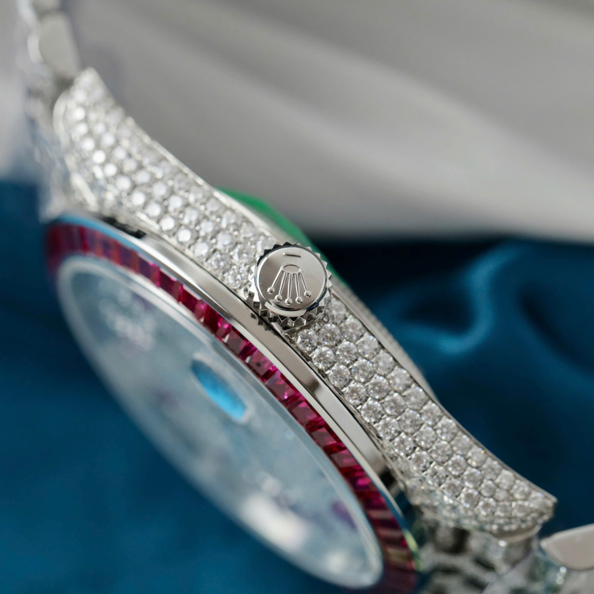 Rolex DateJust Copies Watches Ruby + Diamond Moissanite Custom 41mm - Elite Watch Atelier