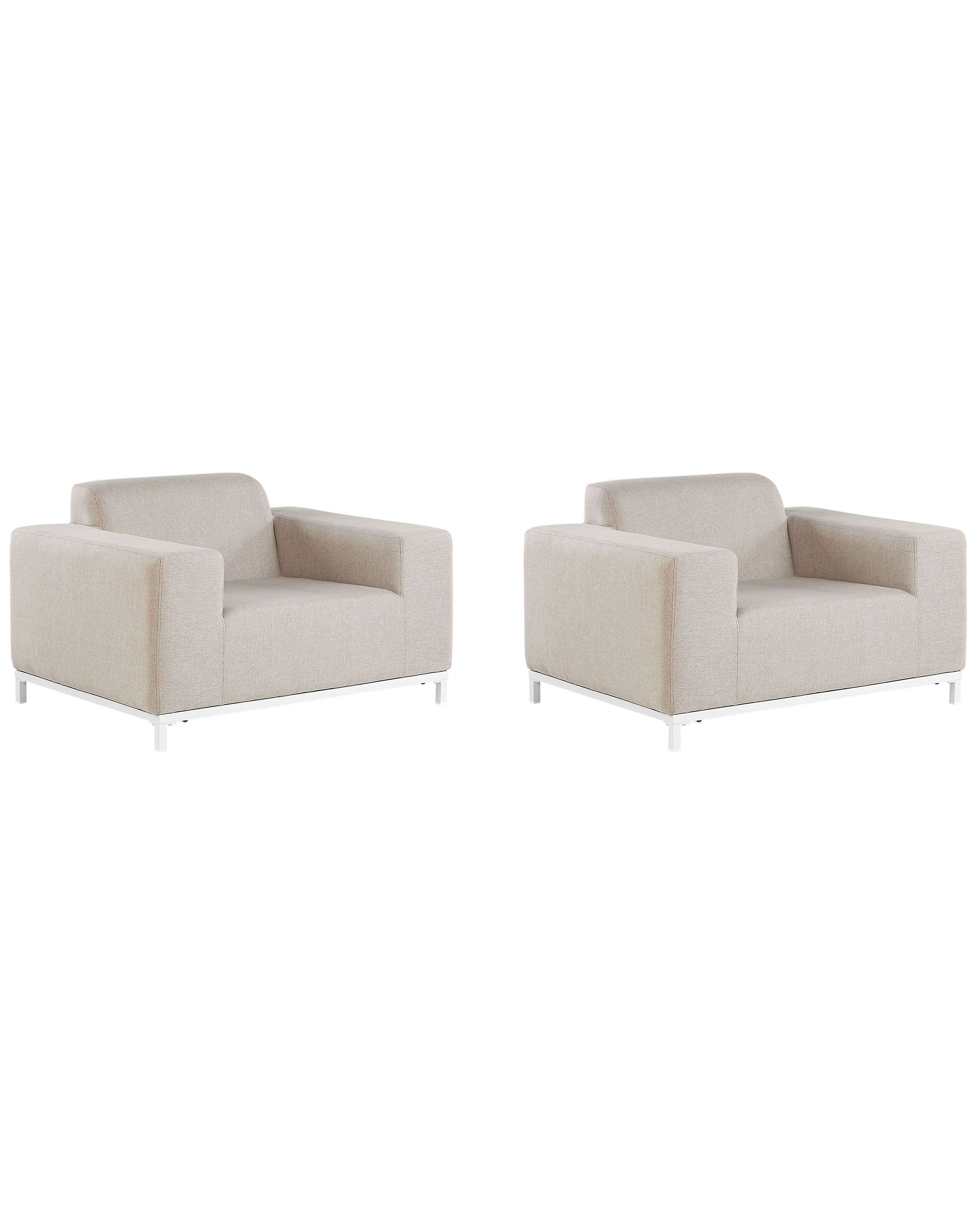 Set of 2 Garden Armchairs ROVIGO Fabric Beige