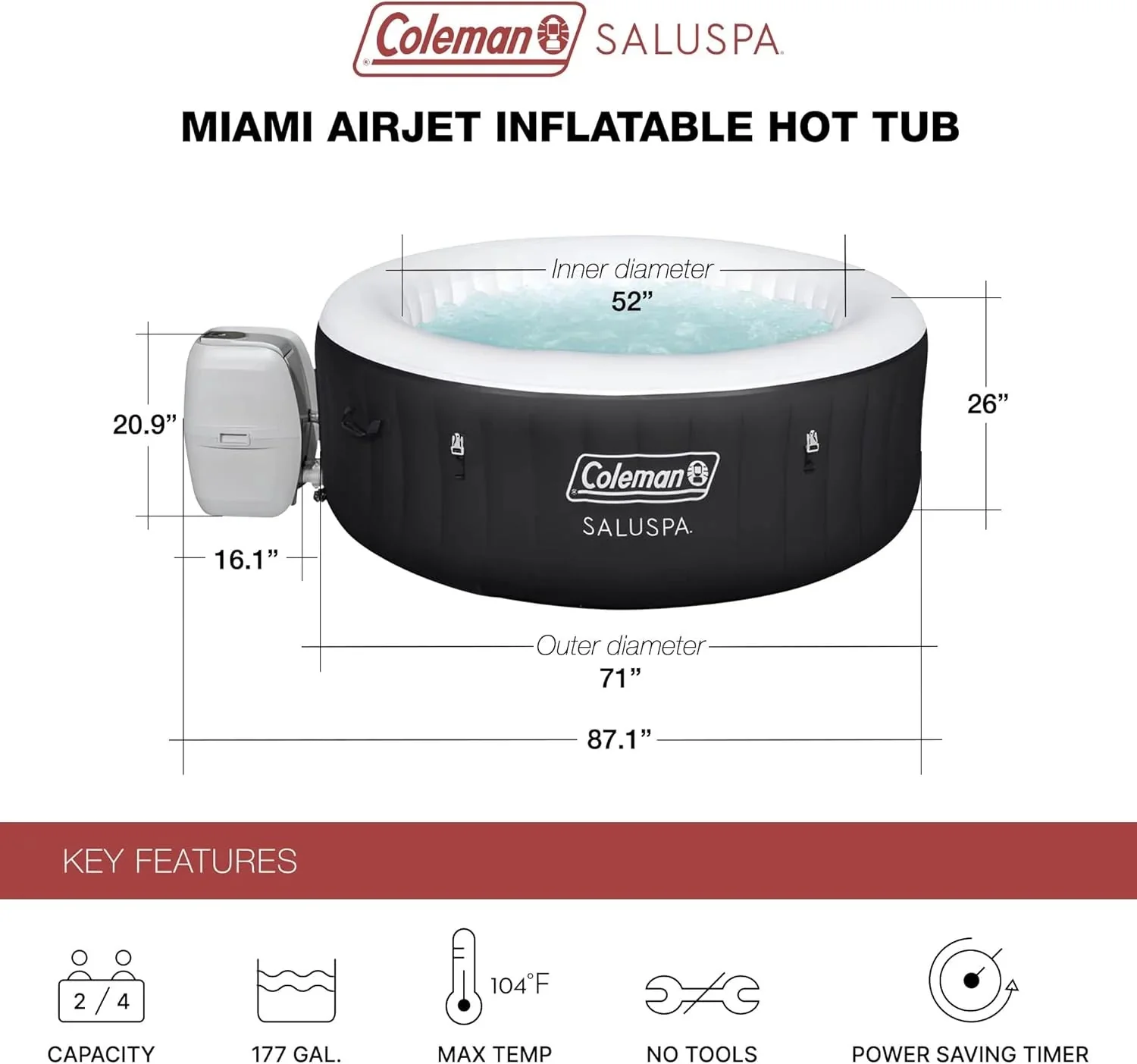 2-4 Person Inflatable Hot Tub With 120 Air Jets And Insulated Cover - Image 14 2-4 Person Inflatable Hot Tub With 120 Air Jets And Insulated Cover - Image 14