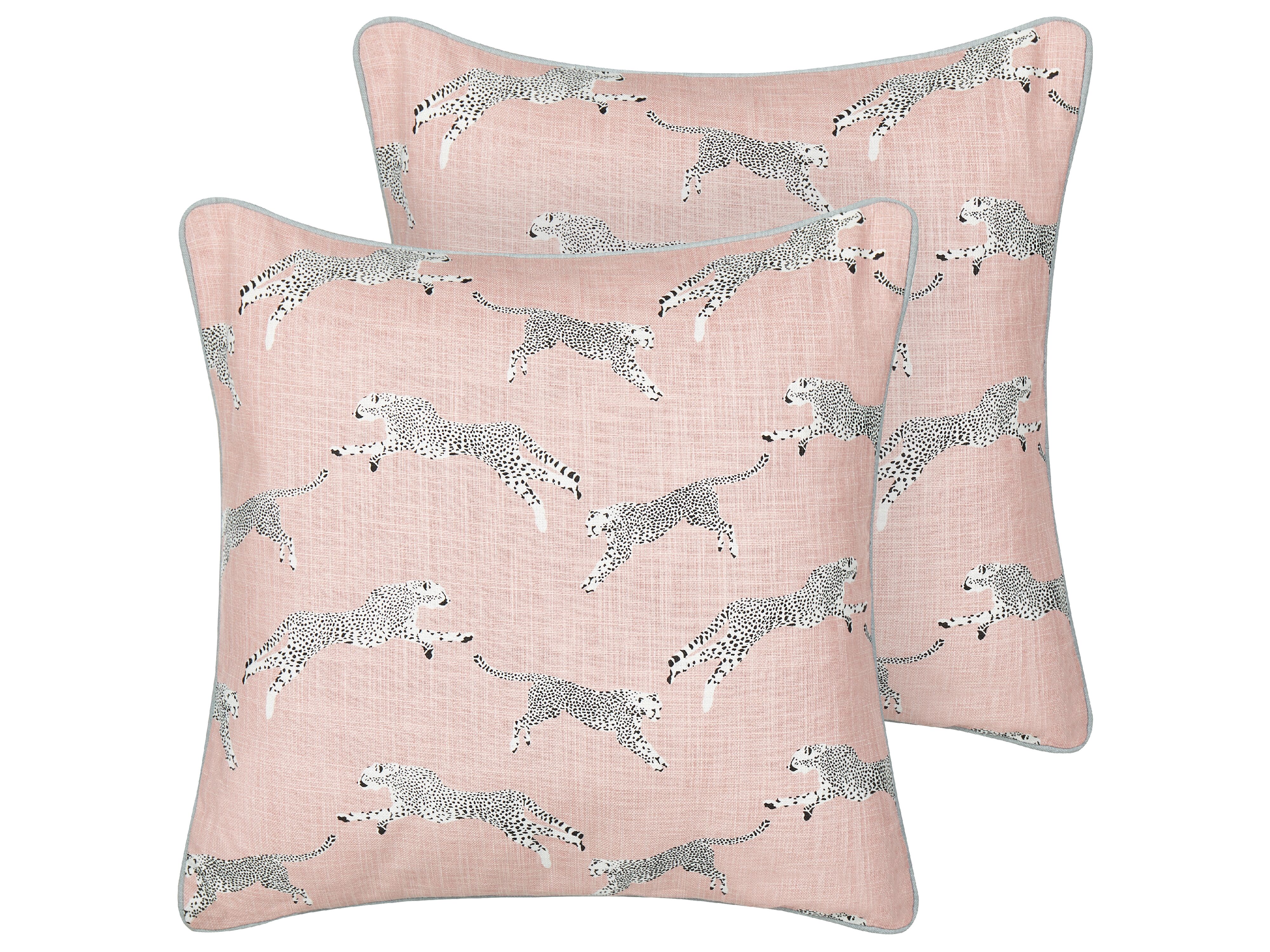 Set of 2 Decorative Cushions ARALES Cotton 45 x 45 cm Pastel Pink Animal Pattern