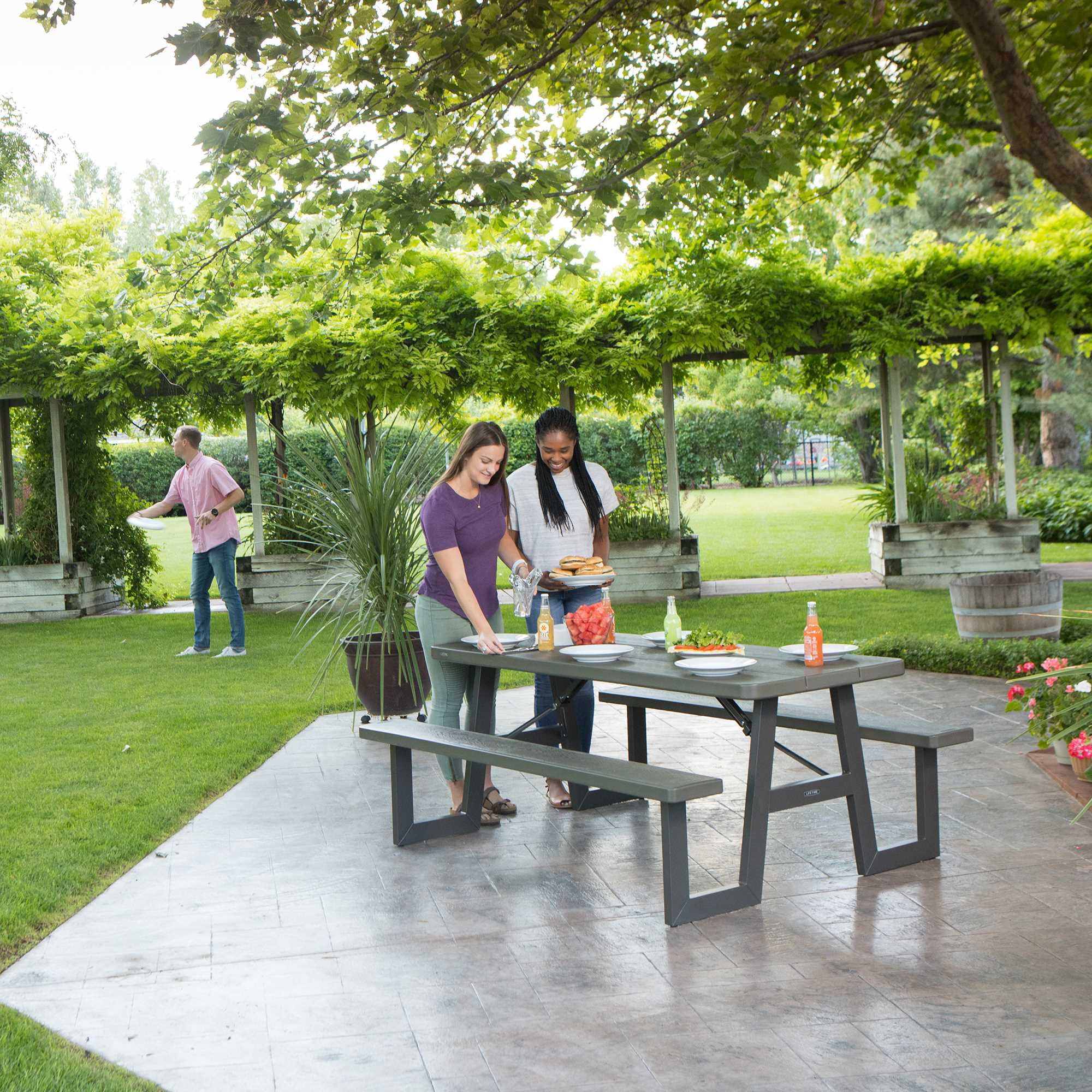 Lifetime 6-Foot W-Frame Folding Picnic Table, Brown - 60233 - Image 21 Lifetime 6-Foot W-Frame Folding Picnic Table, Brown - 60233 - Image 21