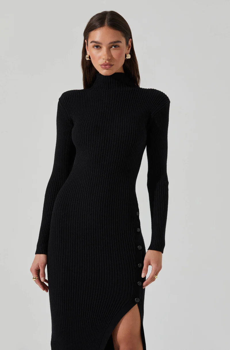 Soryn Sweater Midi Dress - Black