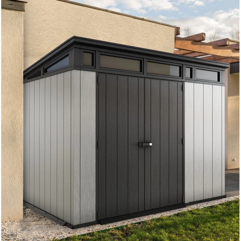 Artisan Plastic Storage Shed 9 ft W x 7.5 ft D Grey & Black - Artisan 97 - Image 2 Artisan Plastic Storage Shed 9 ft W x 7.5 ft D Grey & Black - Artisan 97 - Image 2