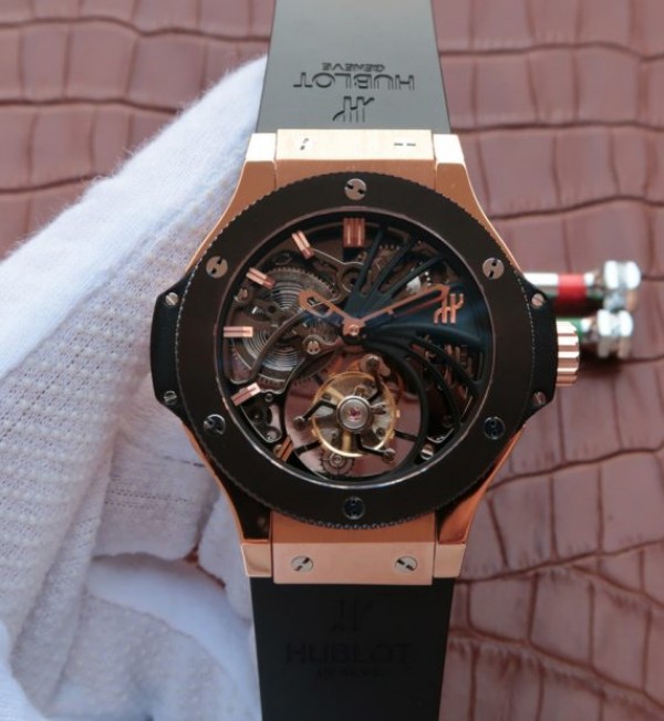 Replica Hublot Big Bang Ceramic Bezel Skeleton Tourbillon RG - Top club