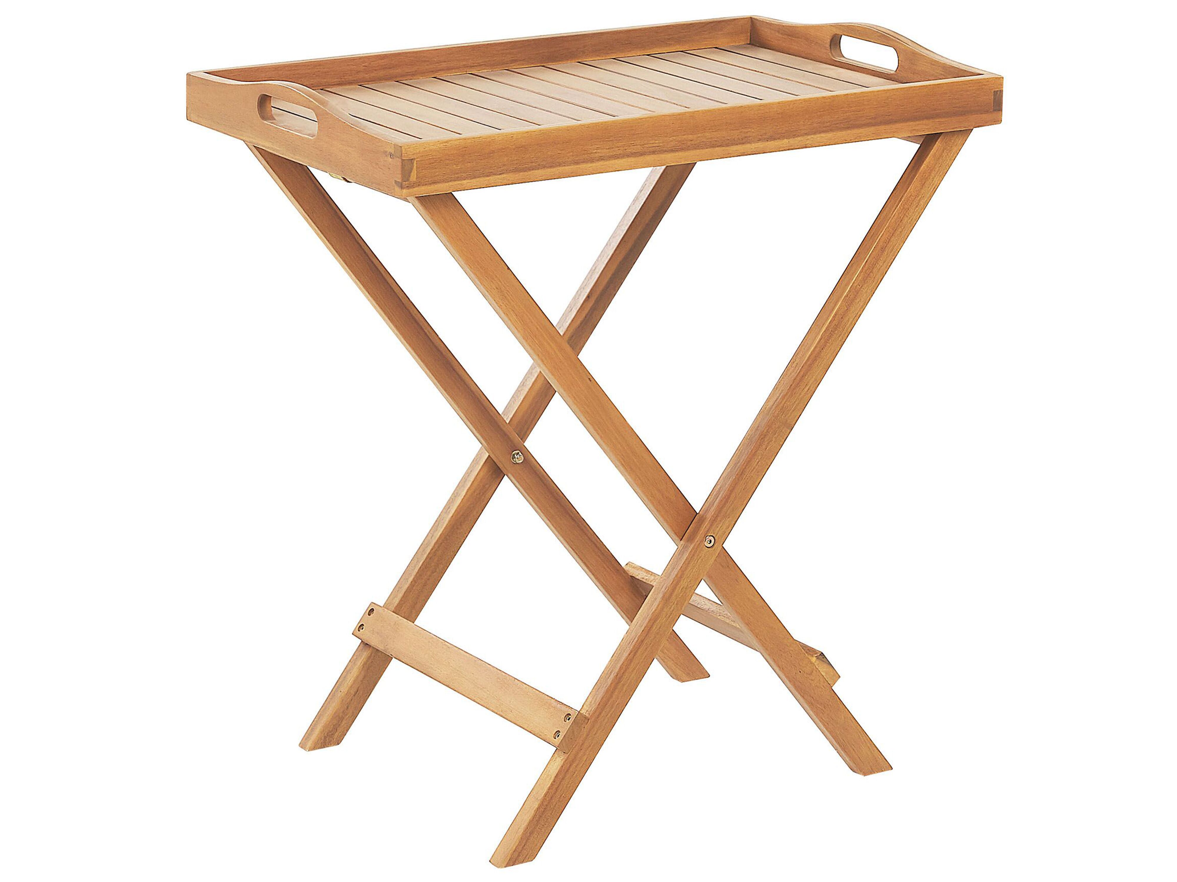 Garden Side Table JAVA Acacia Wood Light Brown Folding