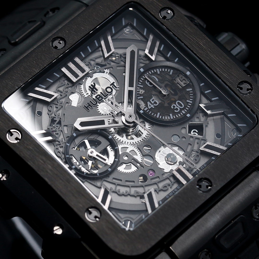 Hublot Big Bang, Square Bang Unico 42mm Textured Rubber Strap(1:1 replica) - Top club