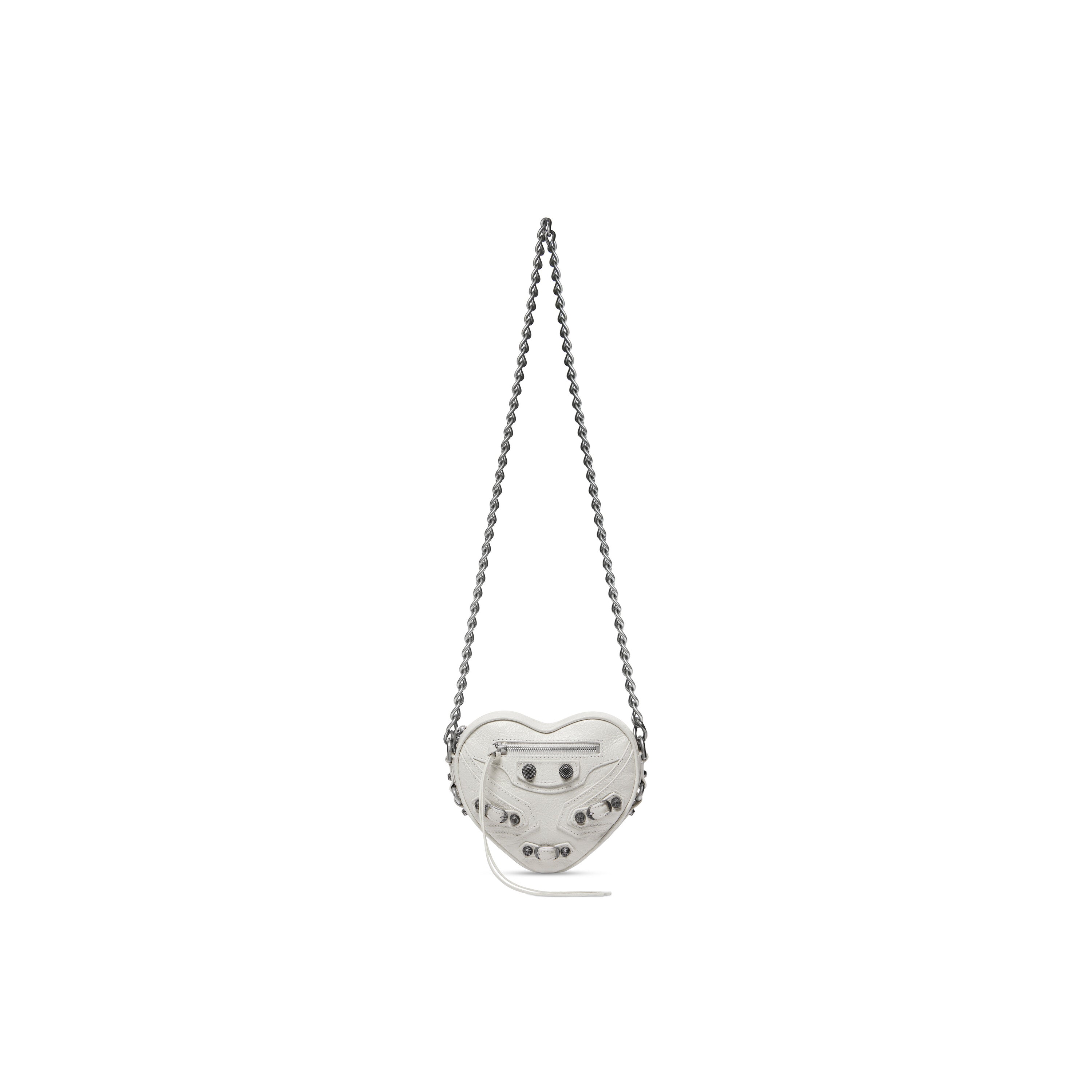 WOMEN'S LE CAGOLE HEART MINI BAG IN OPTIC WHITE - Replicaclubs