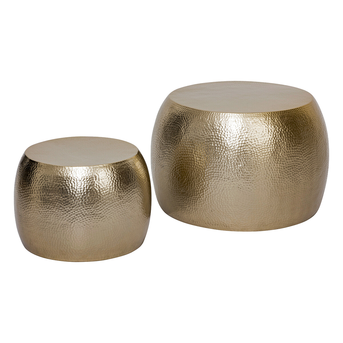 Set of 2 coffee tables "Issam" Gold-tone metal, D.70/50 cm