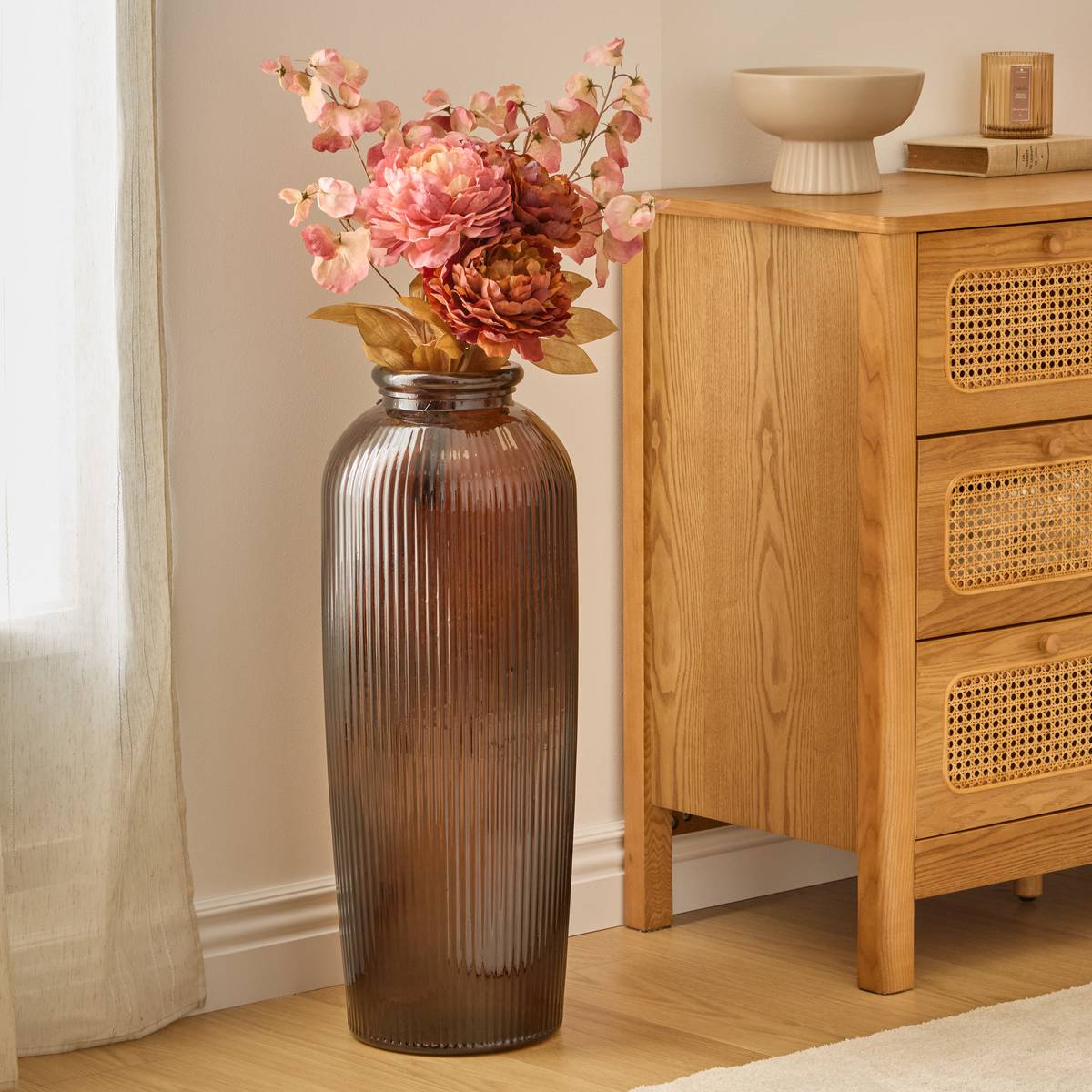 Vase "Luz" Amber, H.72 cm