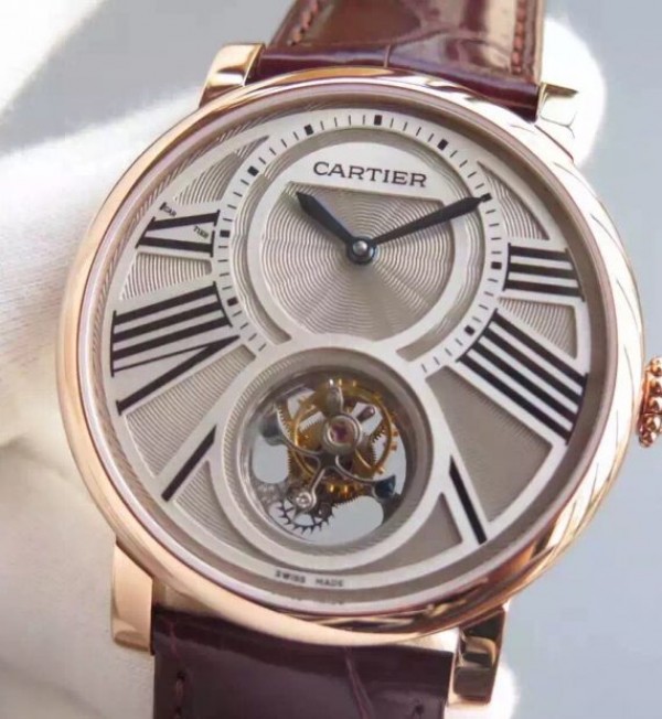 Replica Cartier Rotonde De Cartier Tourbillon RG Leather Strap - Elite Watch Atelier