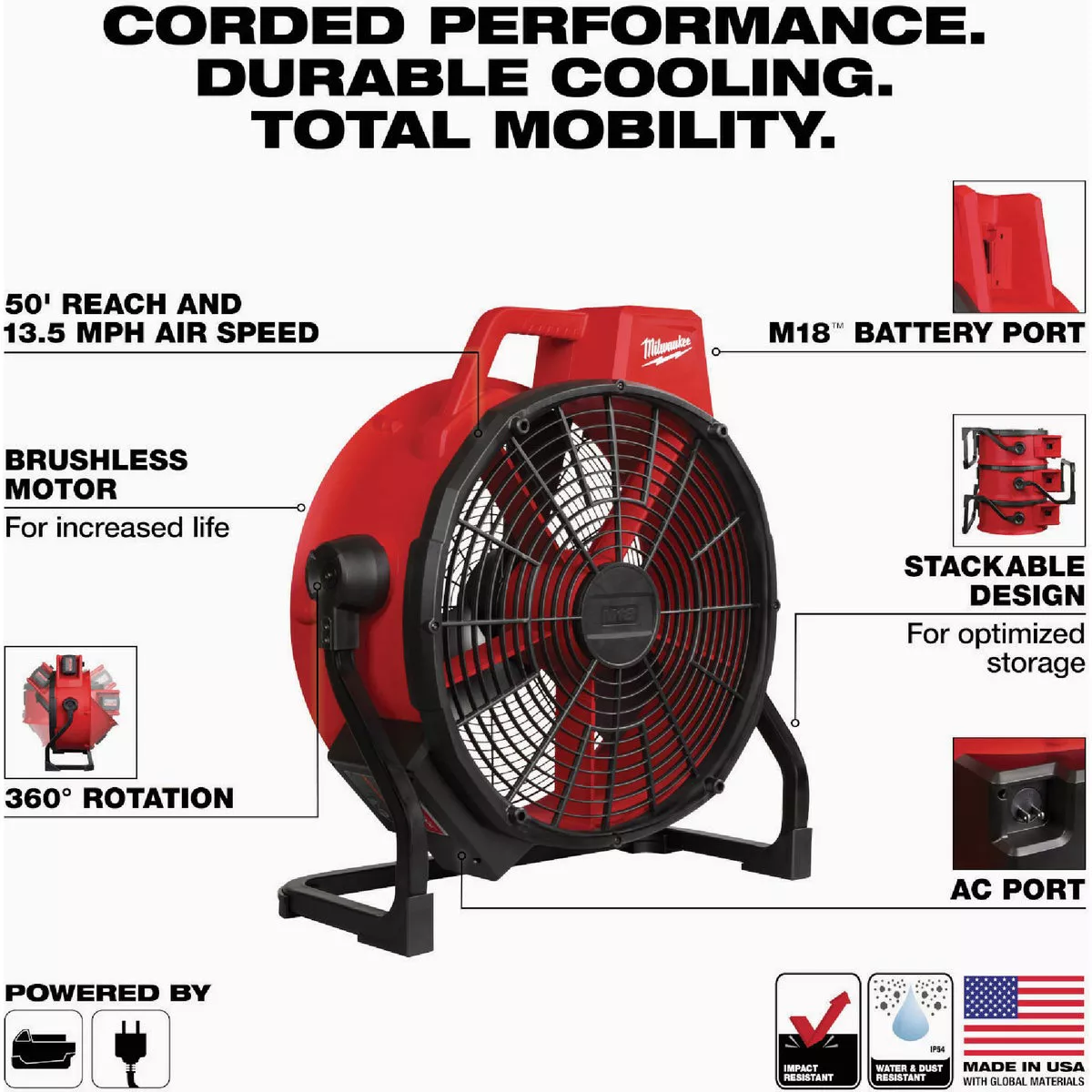Milwaukee M18 Lithium-Ion Brushless Cordless Jobsite Fan (Tool Only)