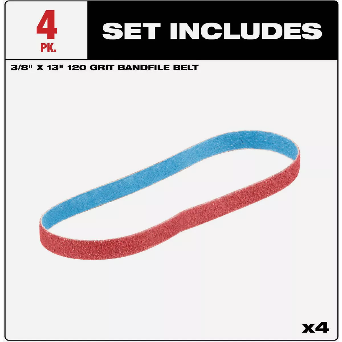 Milwaukee 3/8 In. x 13 In. 120 Grit Bandfile Belt (4-Pack)