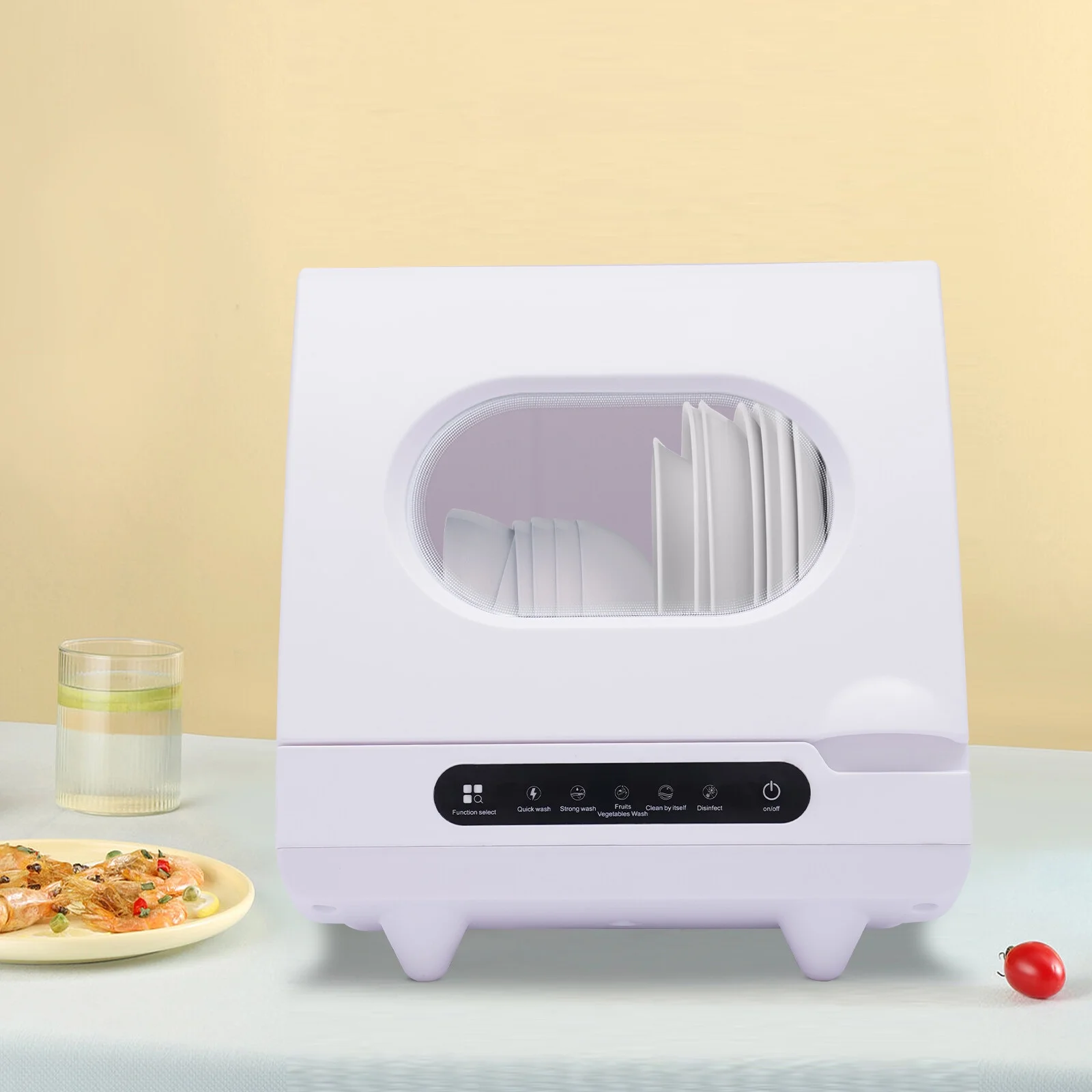 110V 1200W Portable Countertop Dishwasher with 12 Water Outlets and 360?�� Spraying Cleaning 15.74*15.74*17.71in for Homes, Apartments, Dormitories